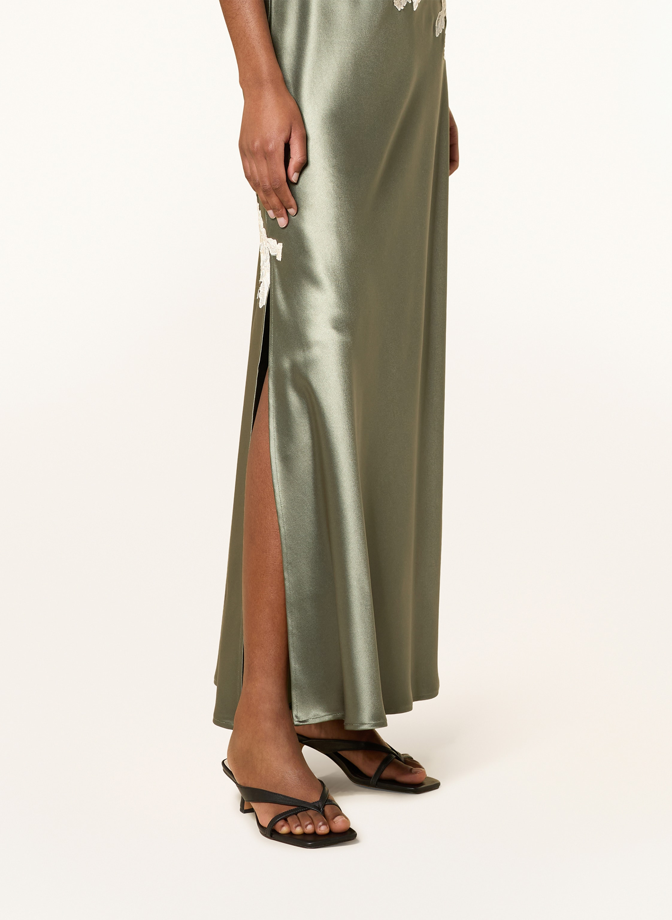 Thumbnail - By Malene Birger Satinkleid Vera Mit Spitze gruen