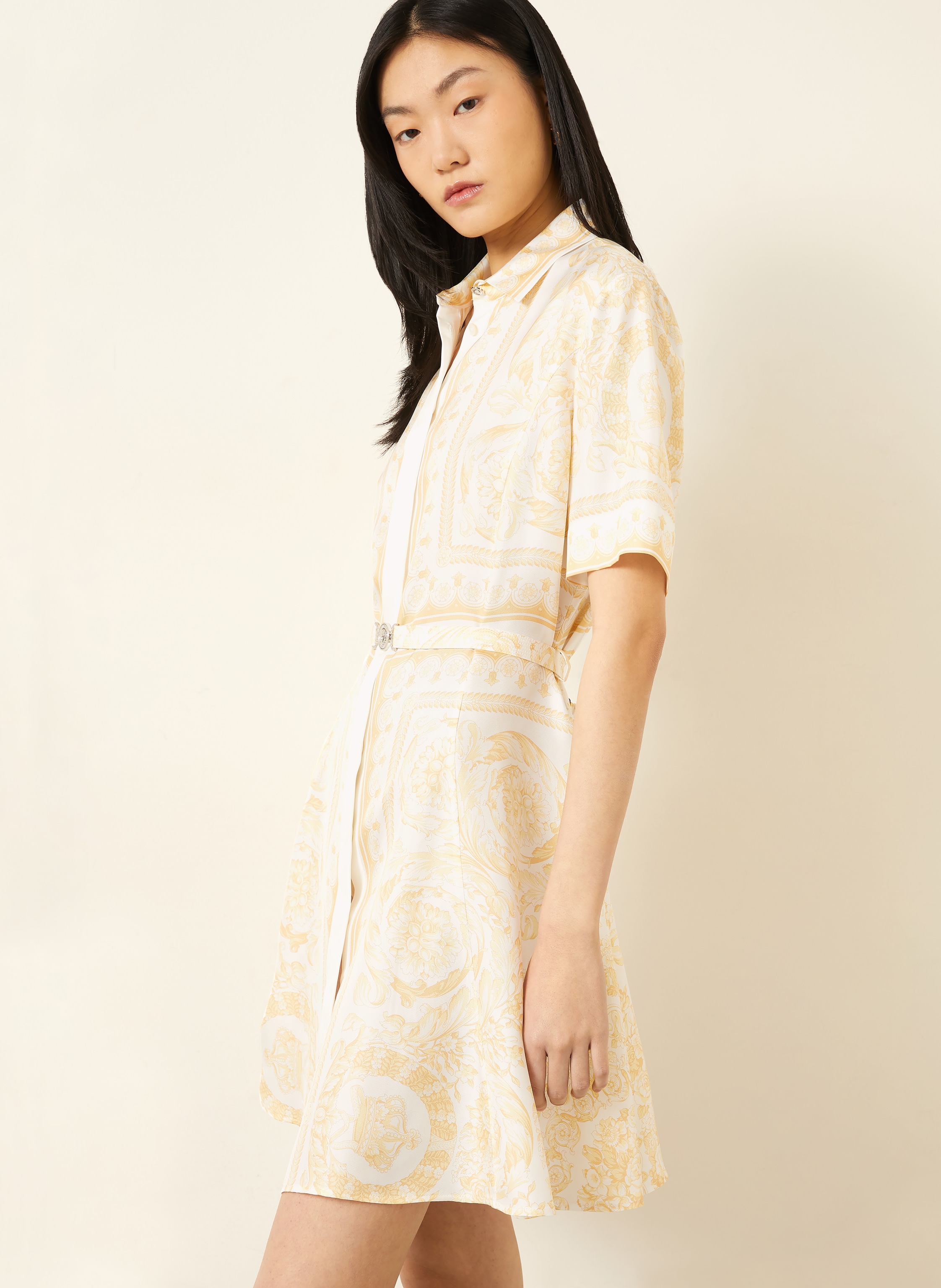 Thumbnail - Versace Hemdblusenkleid Aus Seide gold