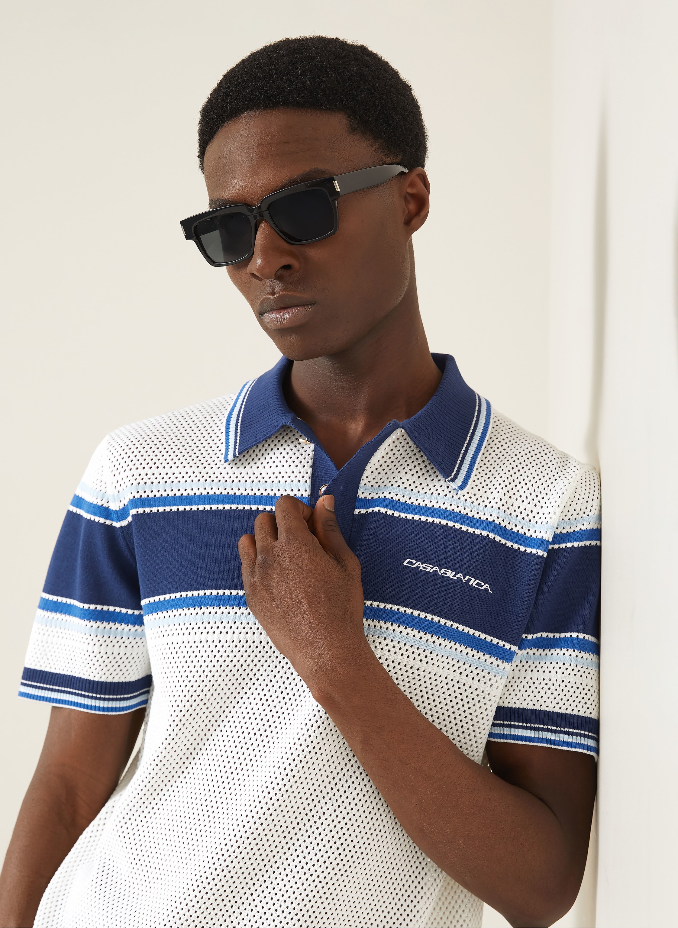 Thumbnail - Casablanca Strick-Poloshirt weiss