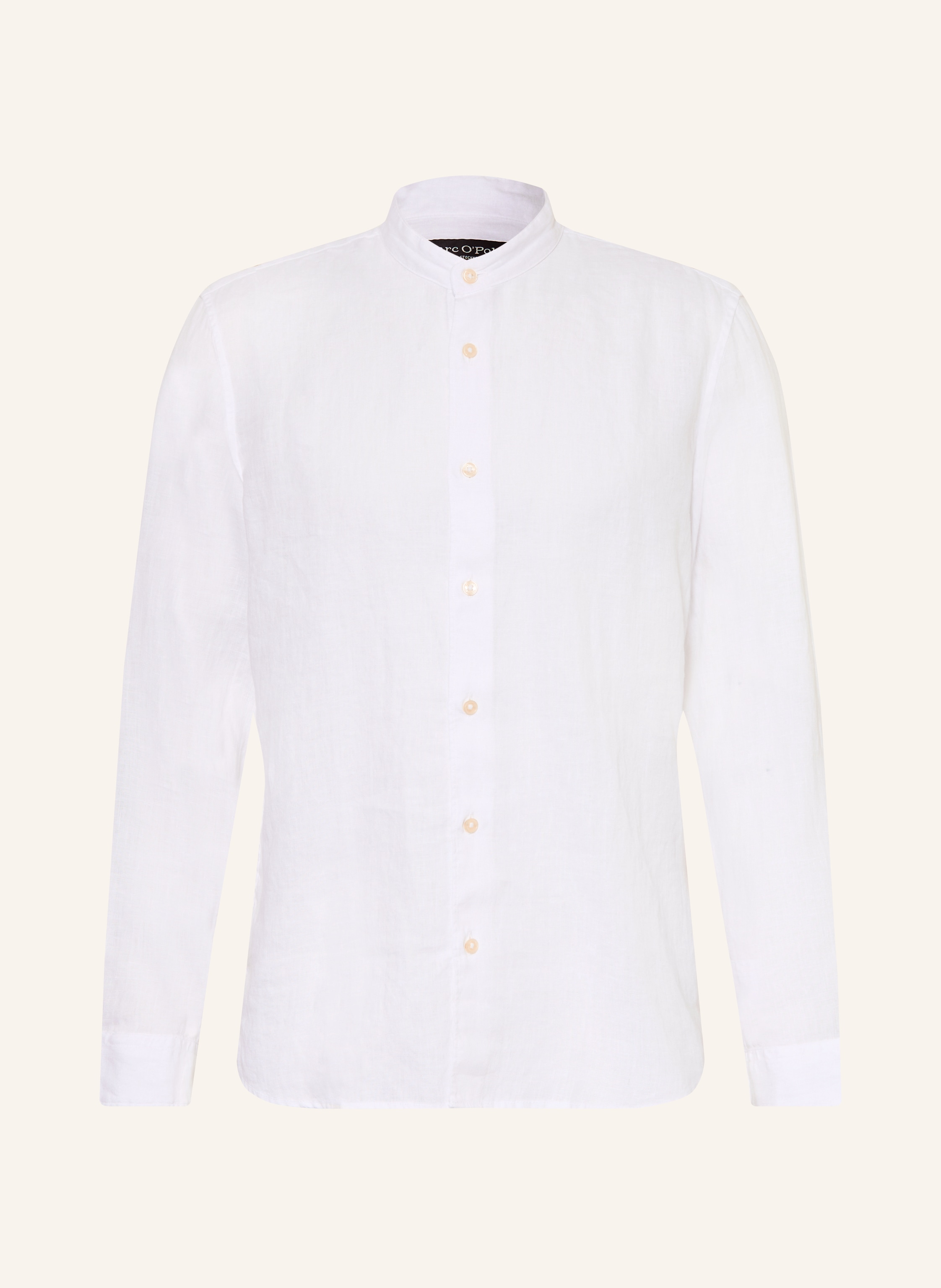 Marc O'polo Leinenhemd Regular Fit Mit Stehkragen weiss