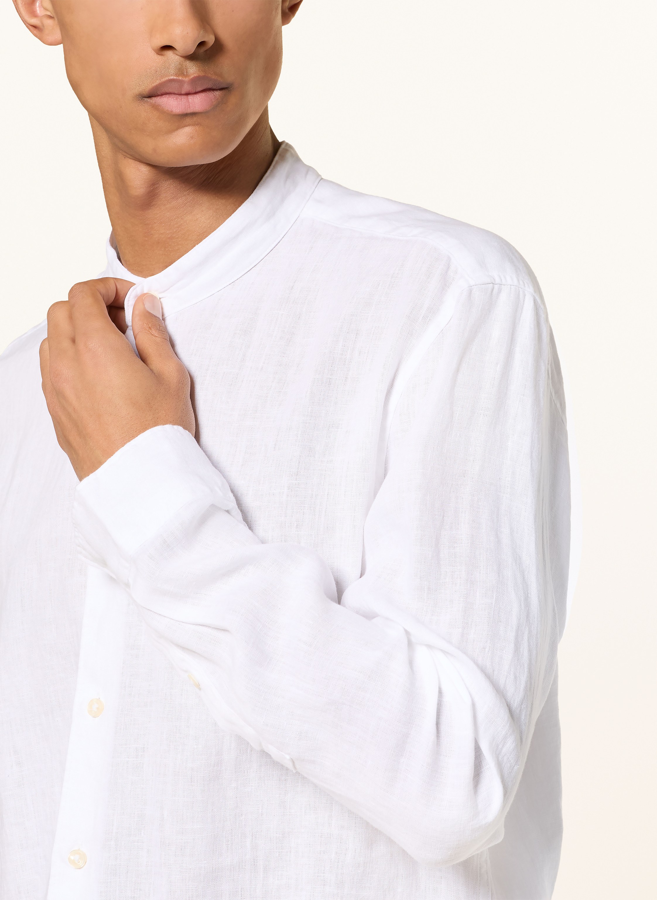 Thumbnail - Marc O'polo Leinenhemd Regular Fit Mit Stehkragen weiss