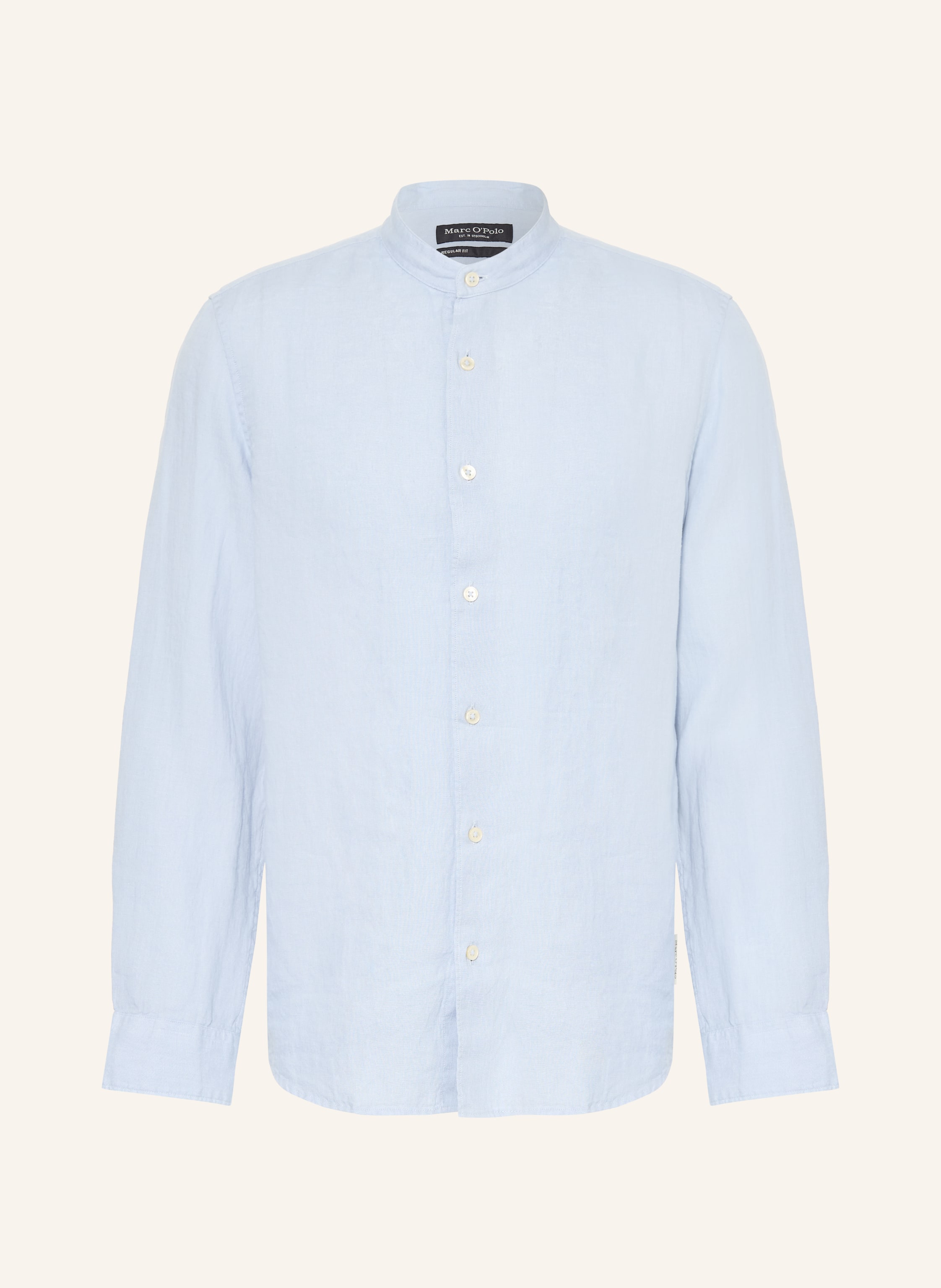 Marc O'polo Leinenhemd Regular Fit Mit Stehkragen blau
