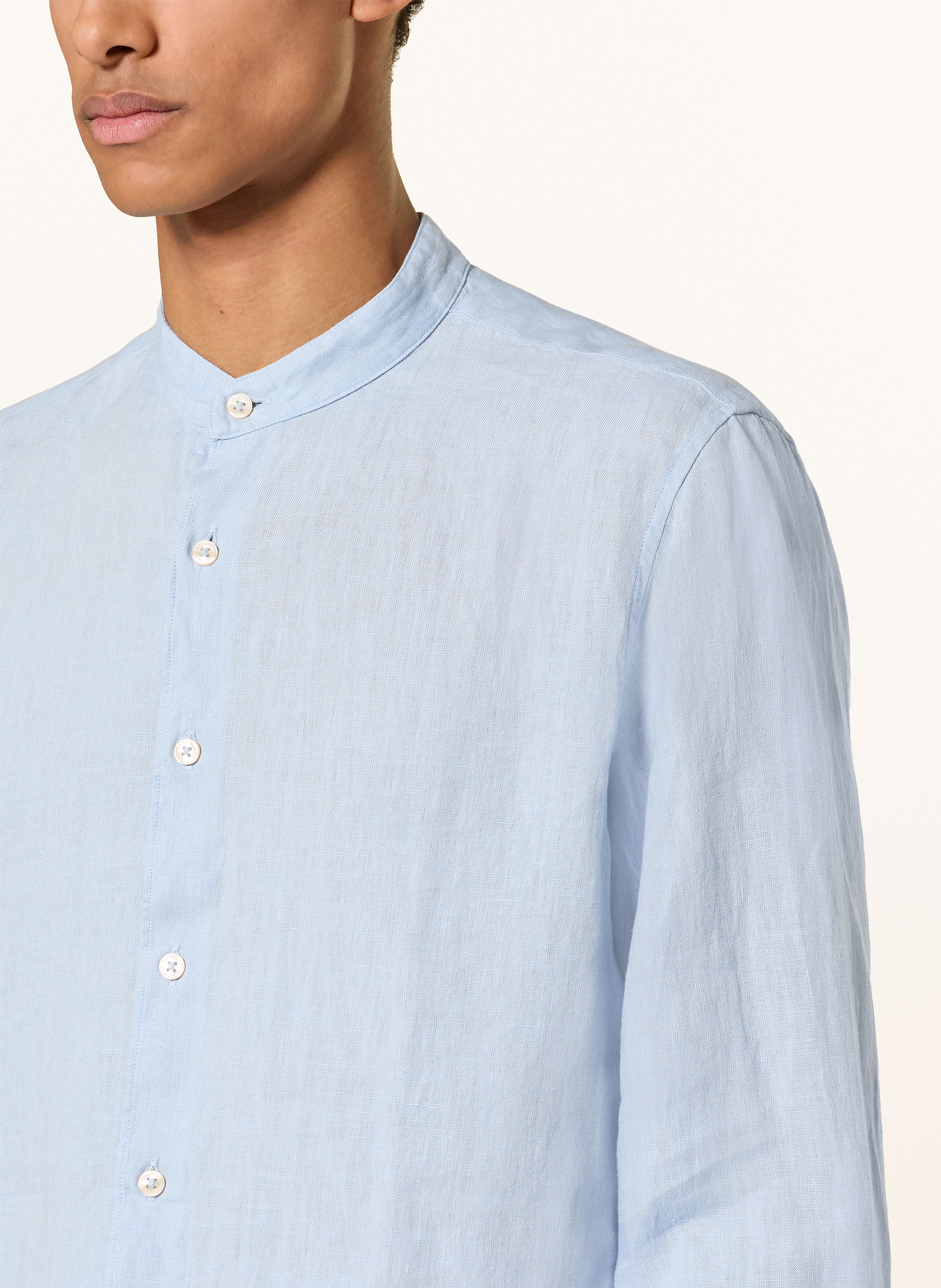 Thumbnail - Marc O'polo Leinenhemd Regular Fit Mit Stehkragen blau