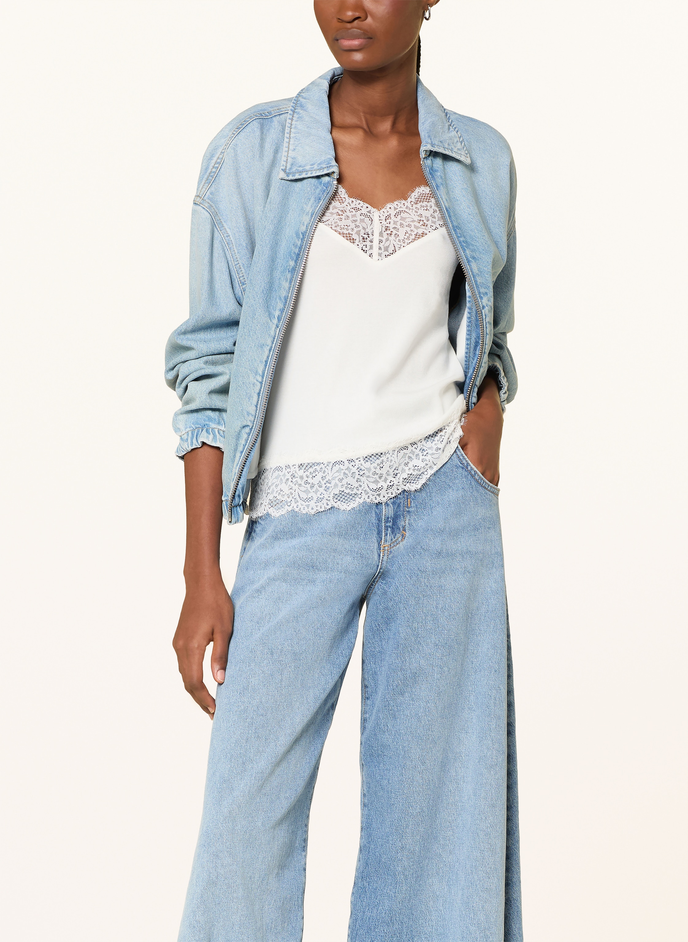 Thumbnail - Darling Harbour Jerseytop Mit Spitze weiss