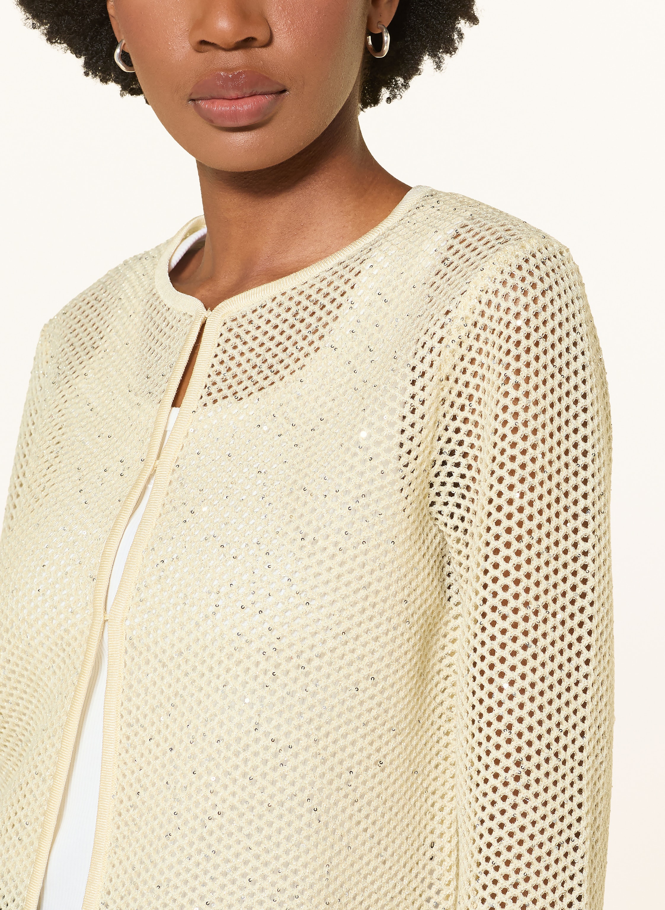 Thumbnail - Maje Strickjacke Mit Glitzergarn Und Pailletten gelb