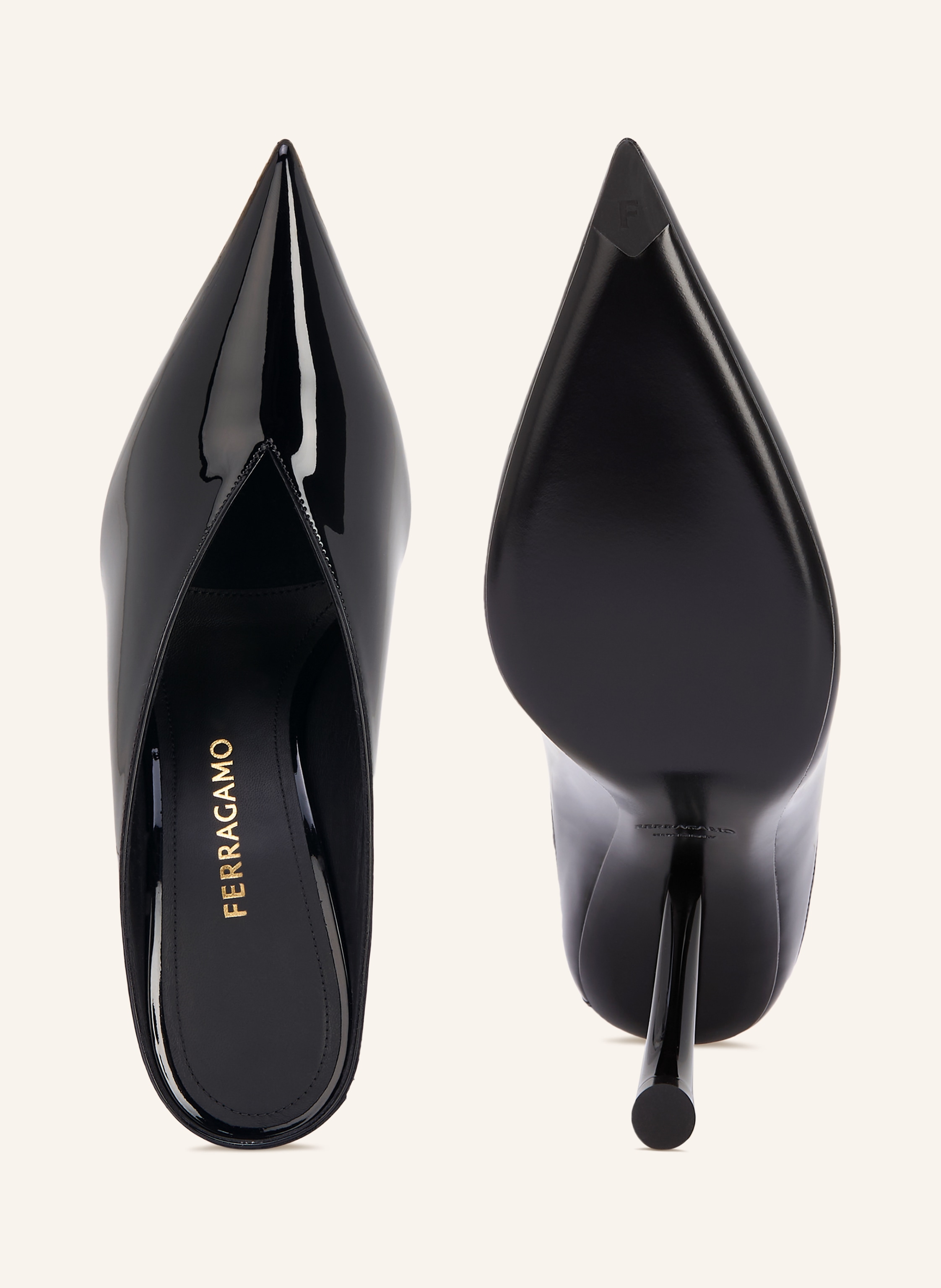 Thumbnail - Ferragamo Lack-Mules Itaca schwarz