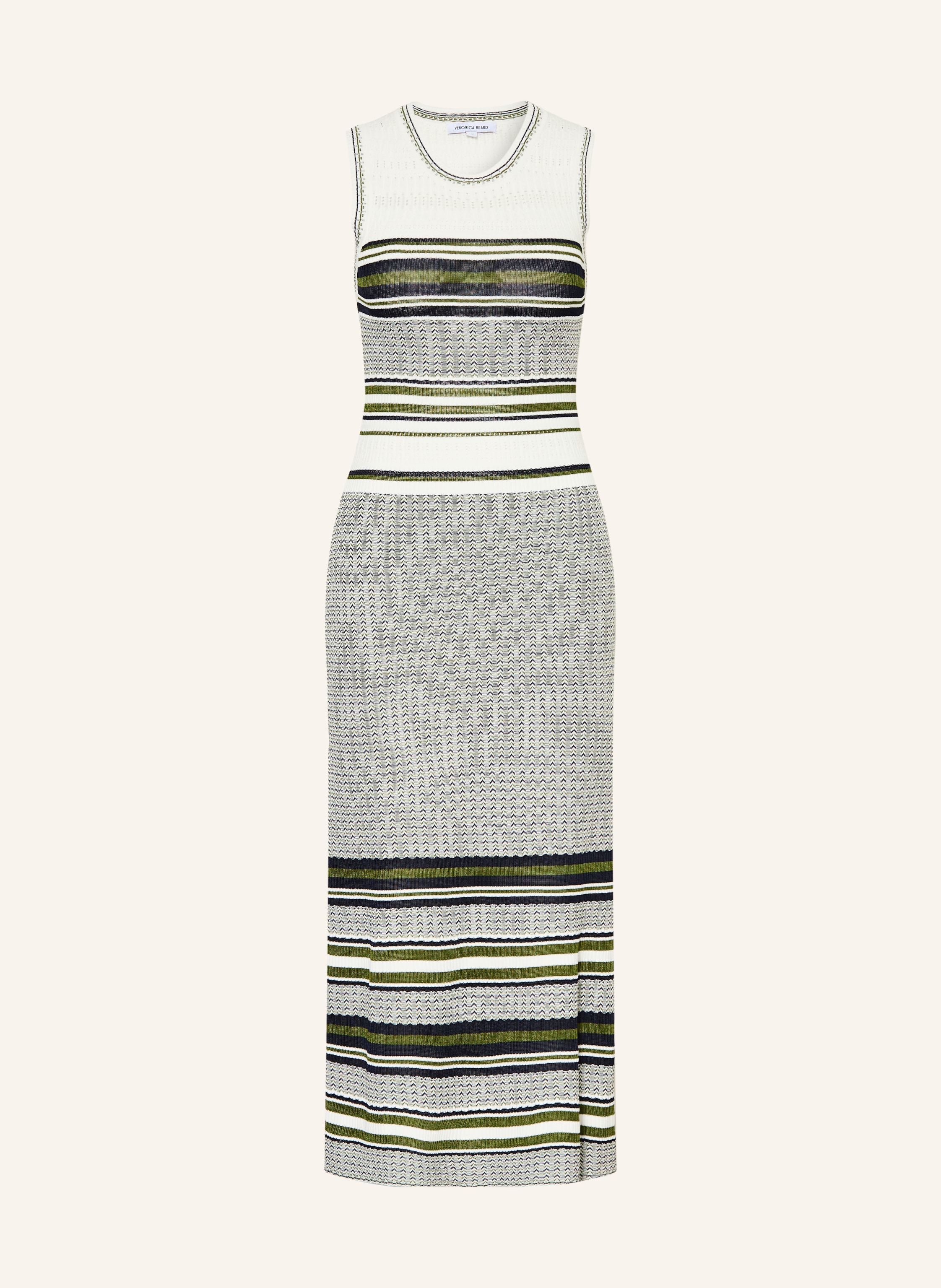 Veronica Beard DAWNA Knit Dress in green / ecru / dark blue