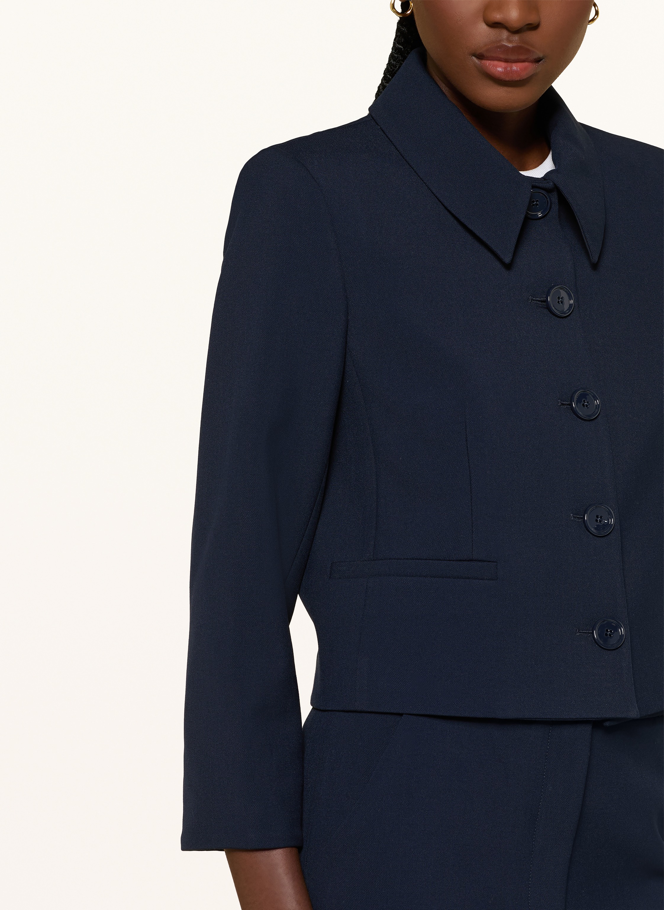 Thumbnail - Veronica Beard Kastenjacke Ismena Mit Abnehmbarer Schluppe Und 3/4-Arm blau