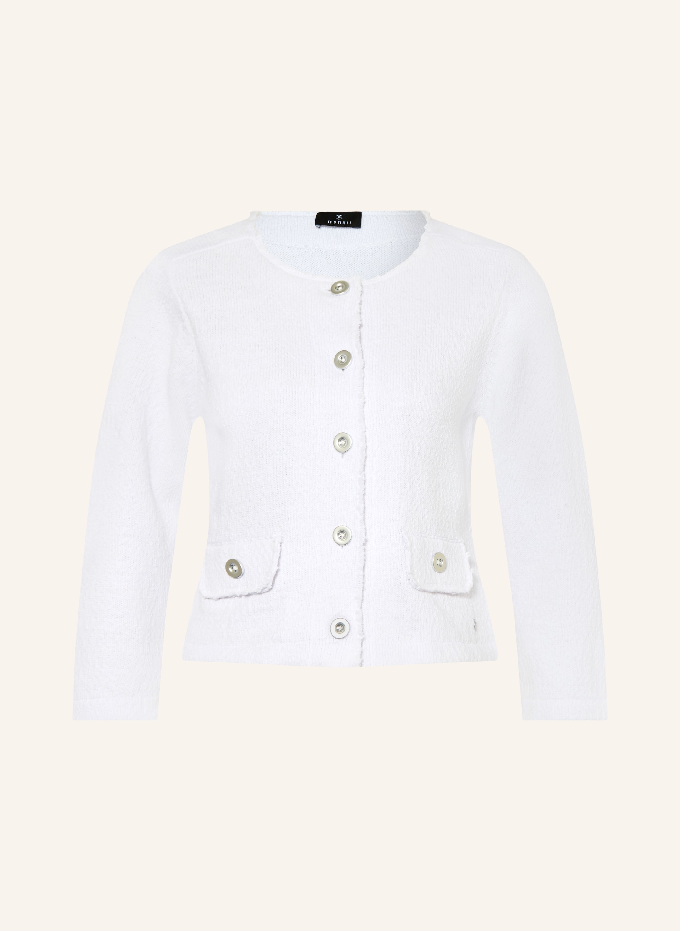 Monari Strickjacke Mit 3/4-Arm weiss