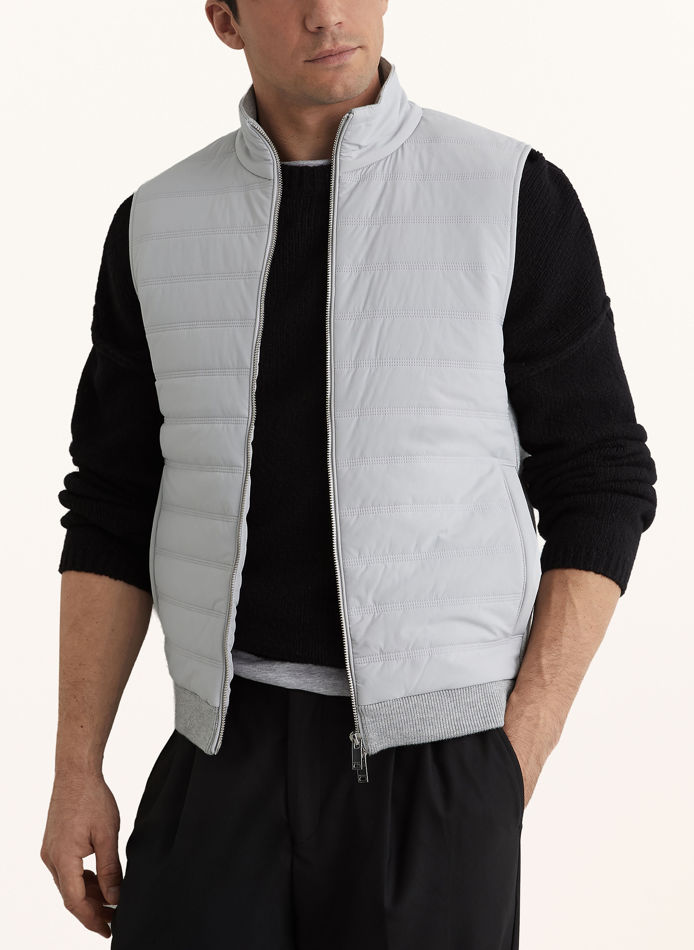 Thumbnail - Reiss Steppweste Newford Im Materialmix grau