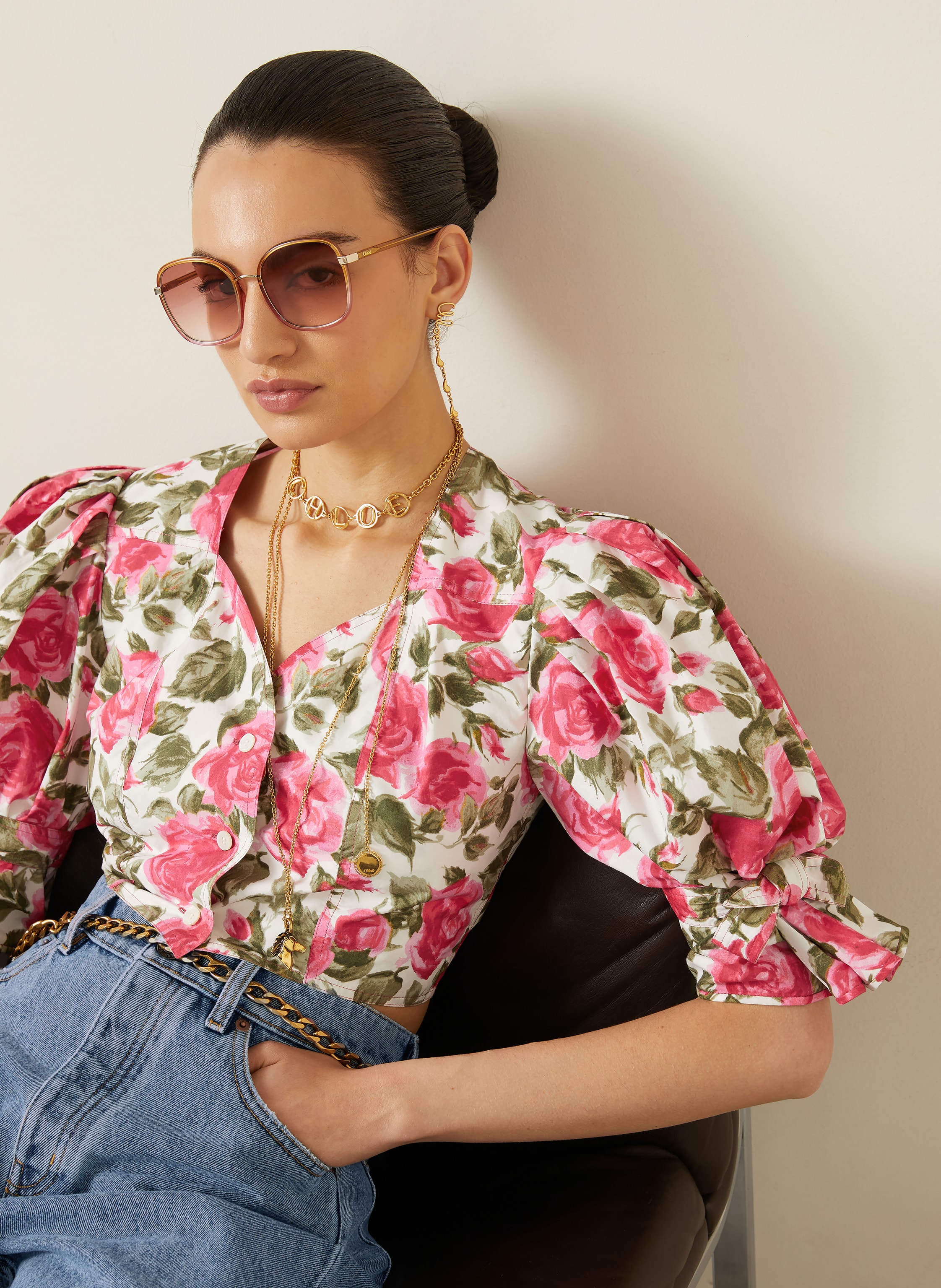 Thumbnail - Chloé Cropped-Bluse pink