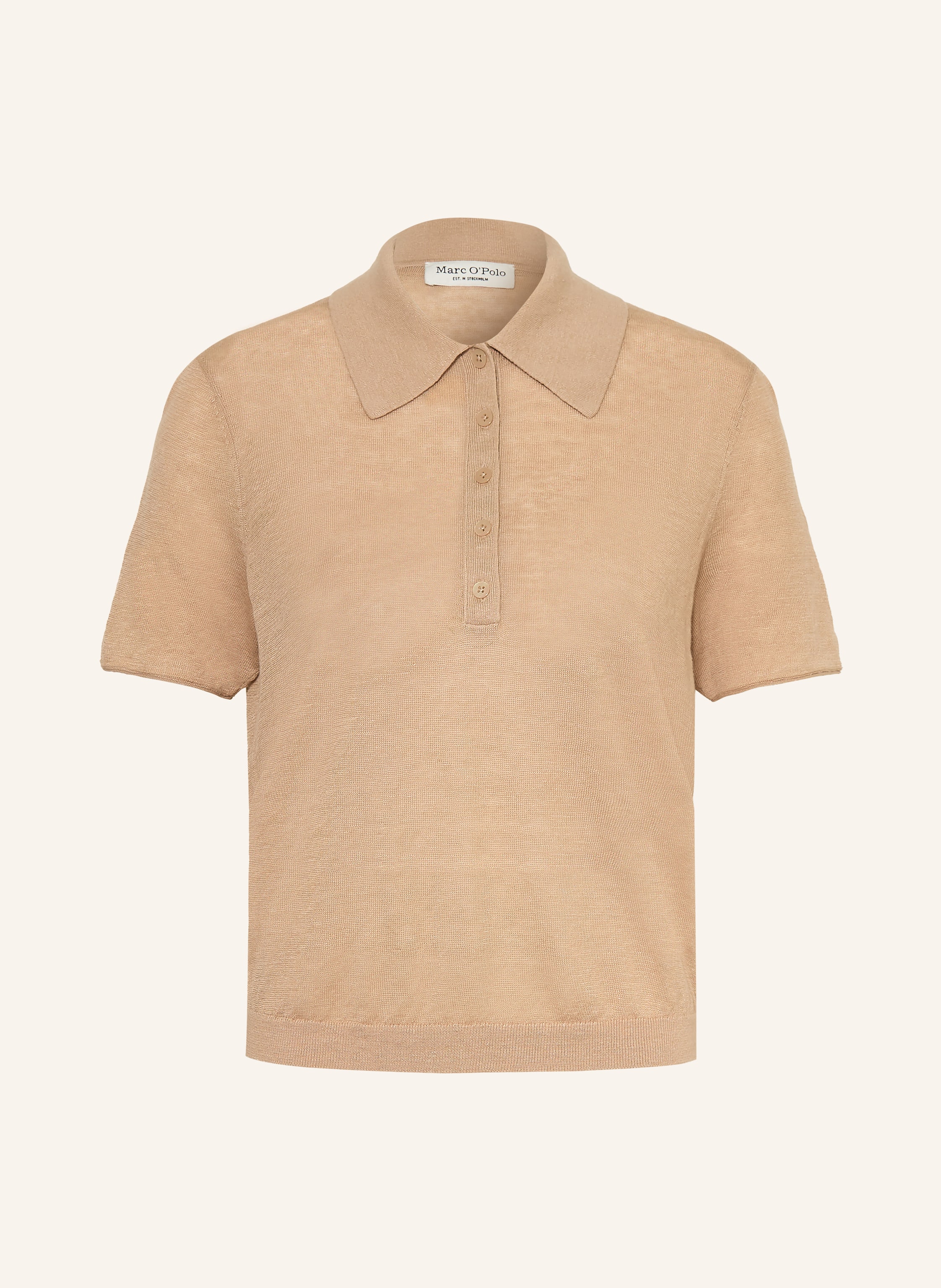 Marc O'polo Strick-Poloshirt Aus Leinen beige