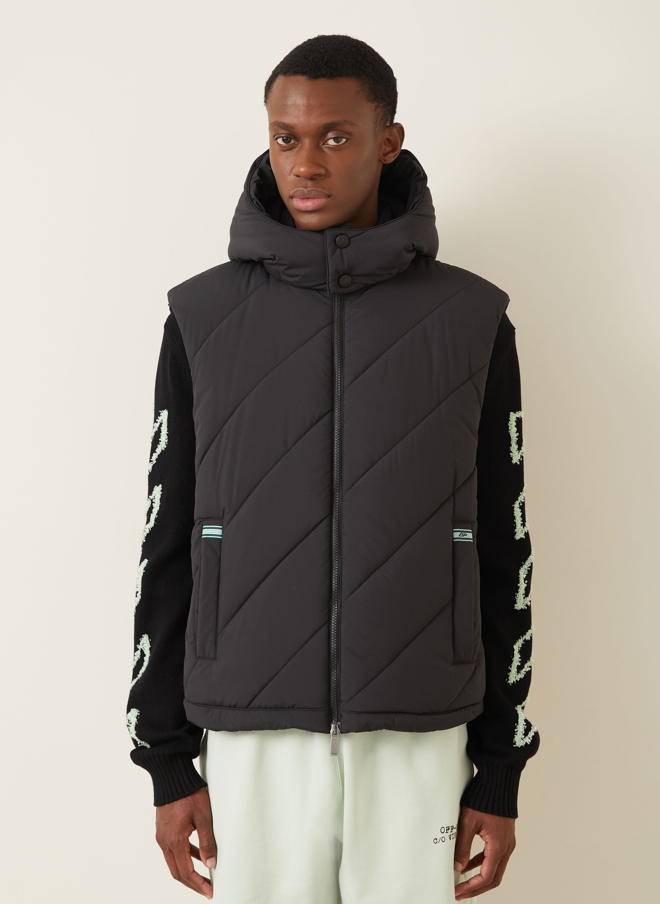 Thumbnail - Off-White Steppweste Mit Abnehmbarer Kapuze schwarz