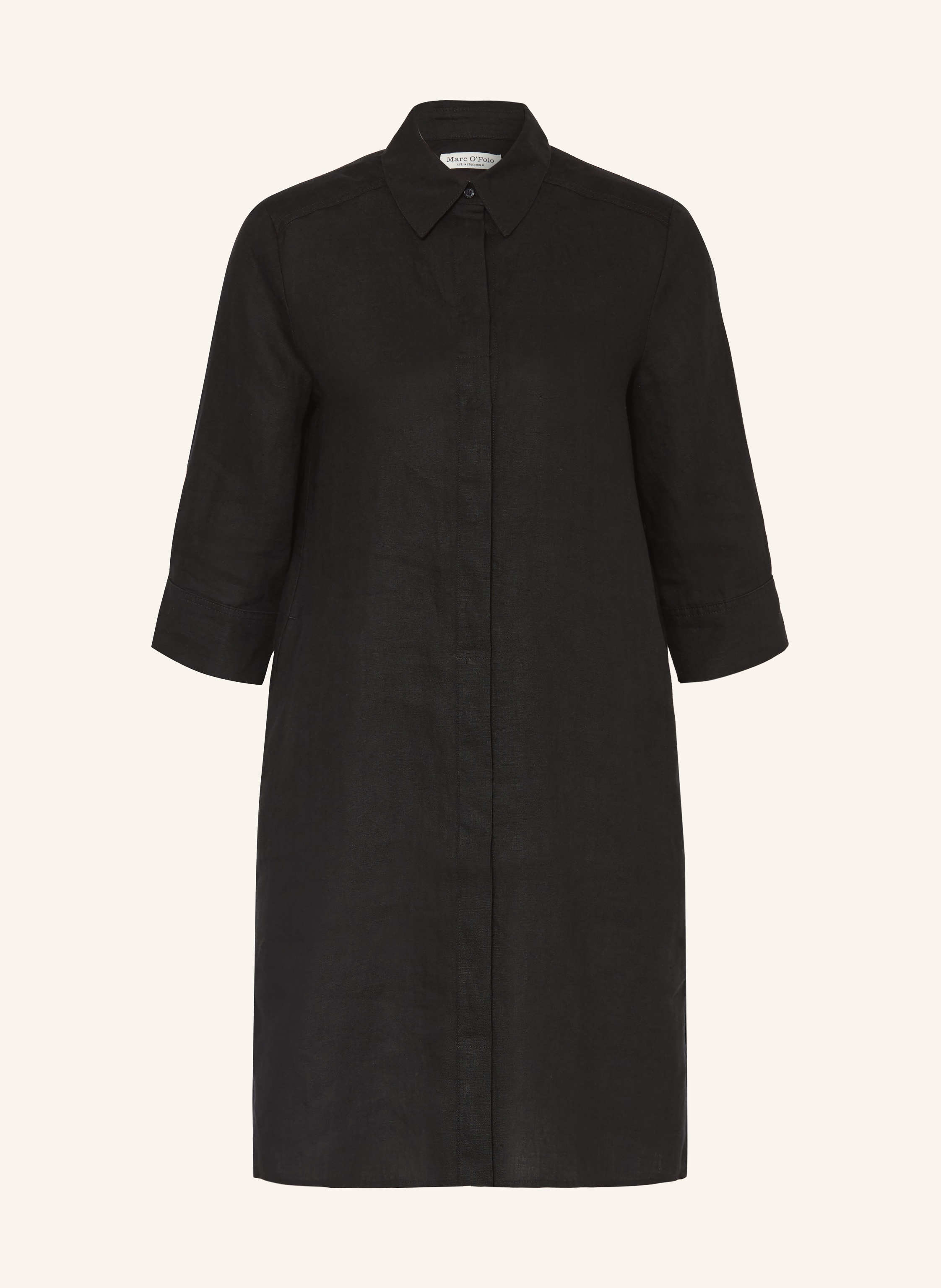 Marc O'polo Hemdblusenkleid Aus Leinen Mit 3/4-Arm schwarz
