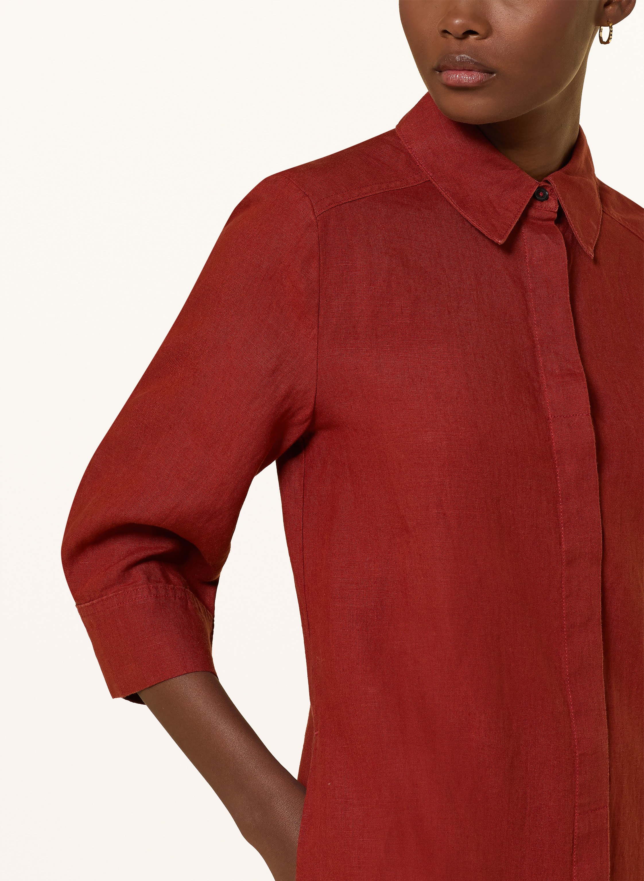 Thumbnail - Marc O'polo Hemdblusenkleid Aus Leinen Mit 3/4-Arm rot