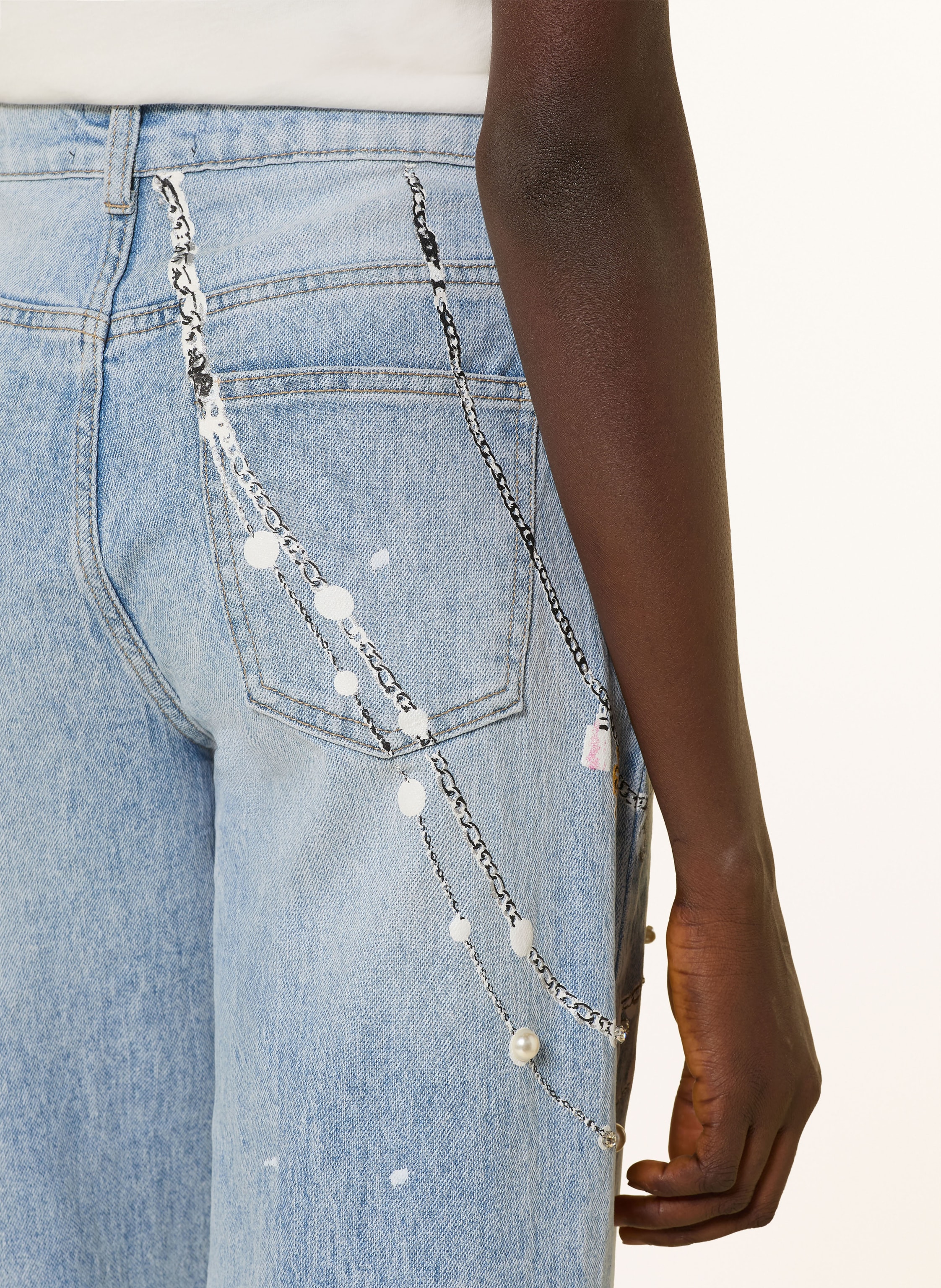 Thumbnail - Miss Goodlife Wide Leg Jeans Mit Schmucksteinen blau