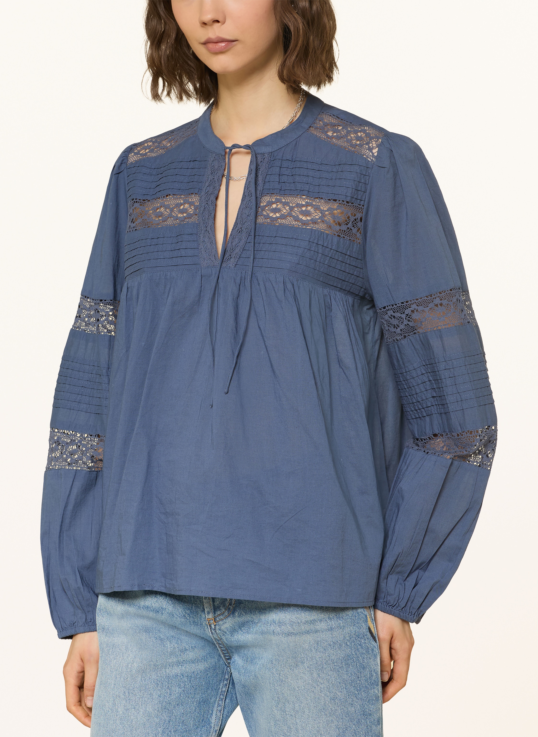 Thumbnail - Ba&Sh Blusenshirt Nami Mit Spitze blau