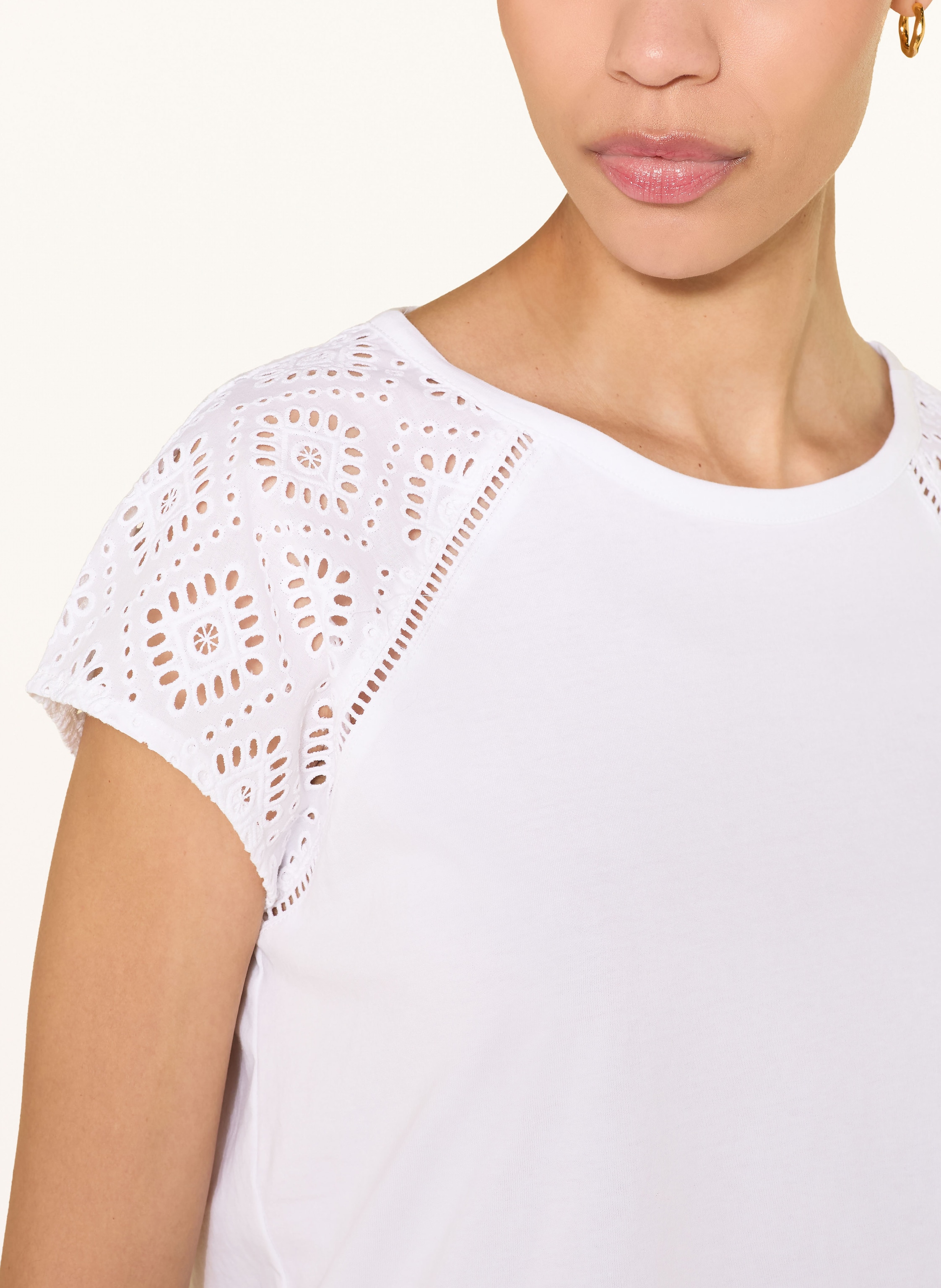 Thumbnail - Hobbs T-Shirt Ivana Mit Spitze weiss