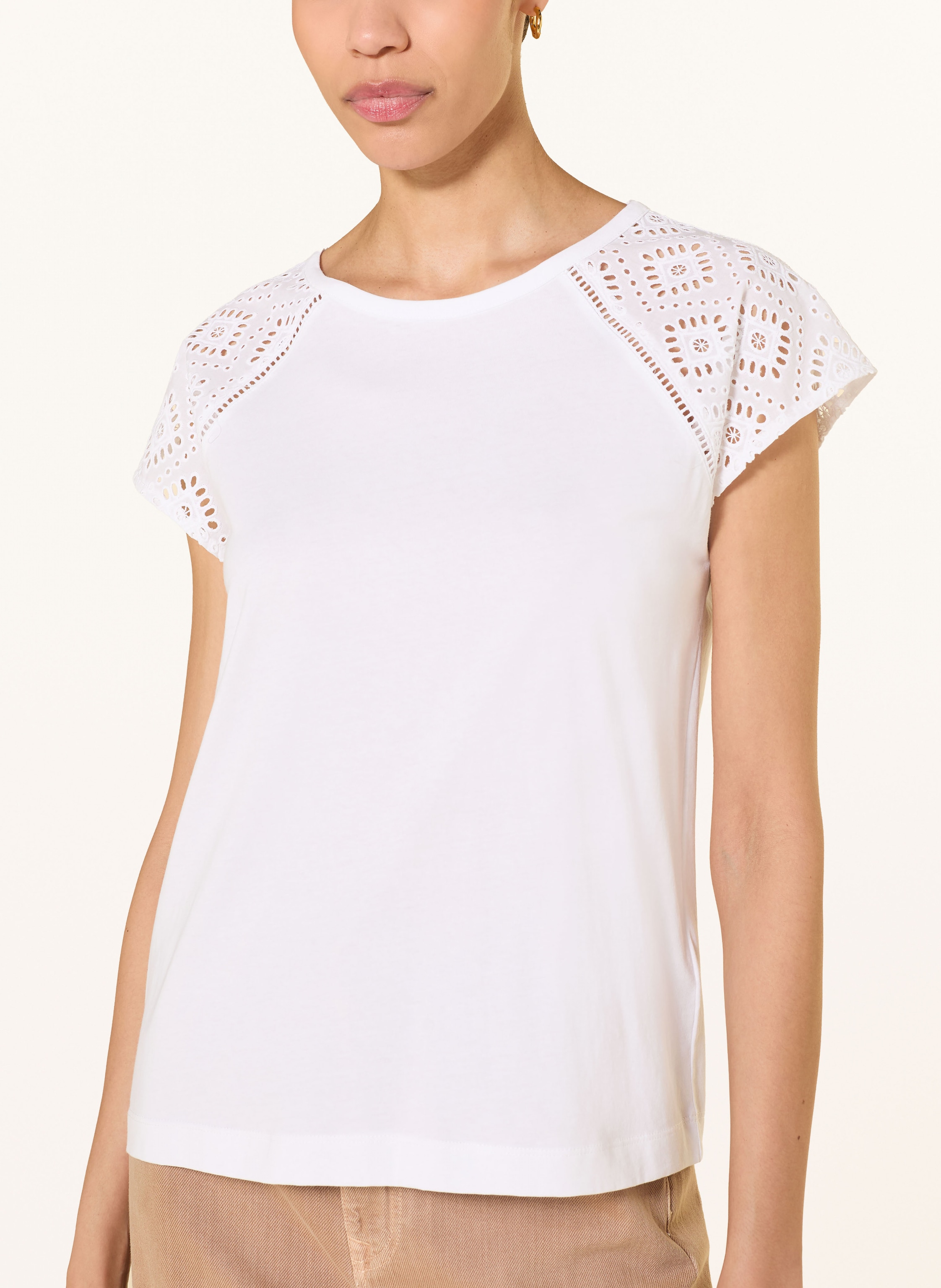 Thumbnail - Hobbs T-Shirt Ivana Mit Spitze weiss