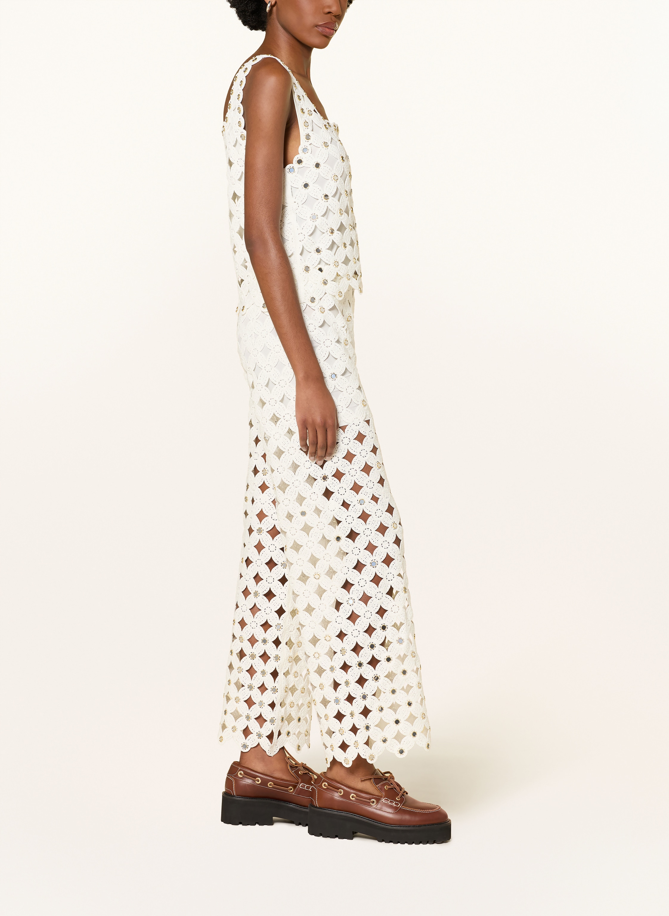 Thumbnail - Maje Strickhose Mit Nieten weiss