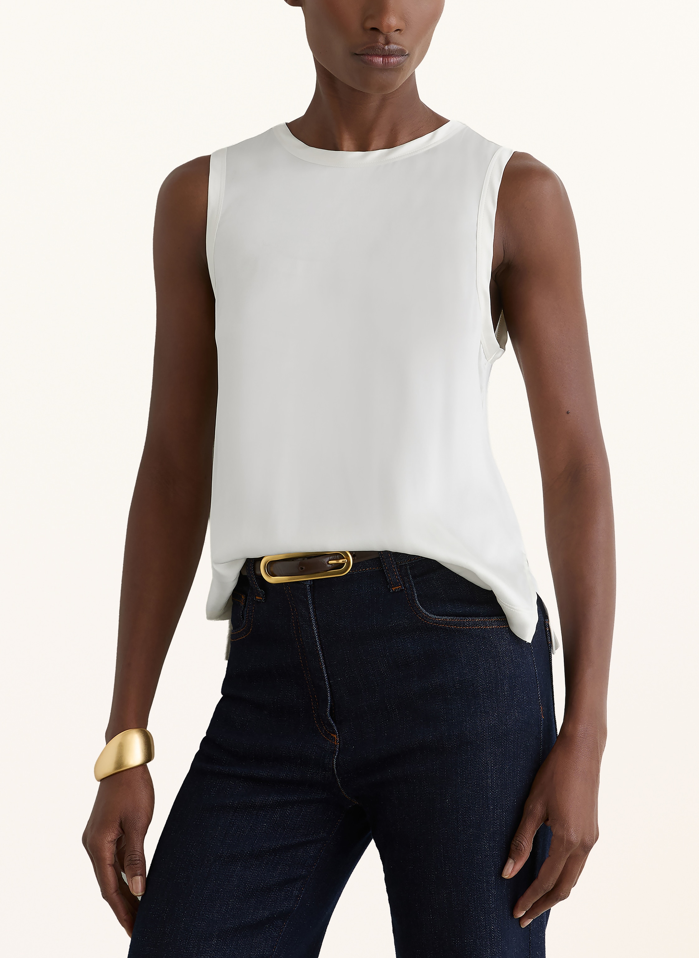 Thumbnail - Reiss Blusentop Rian Im Materialmix Mit Seide weiss