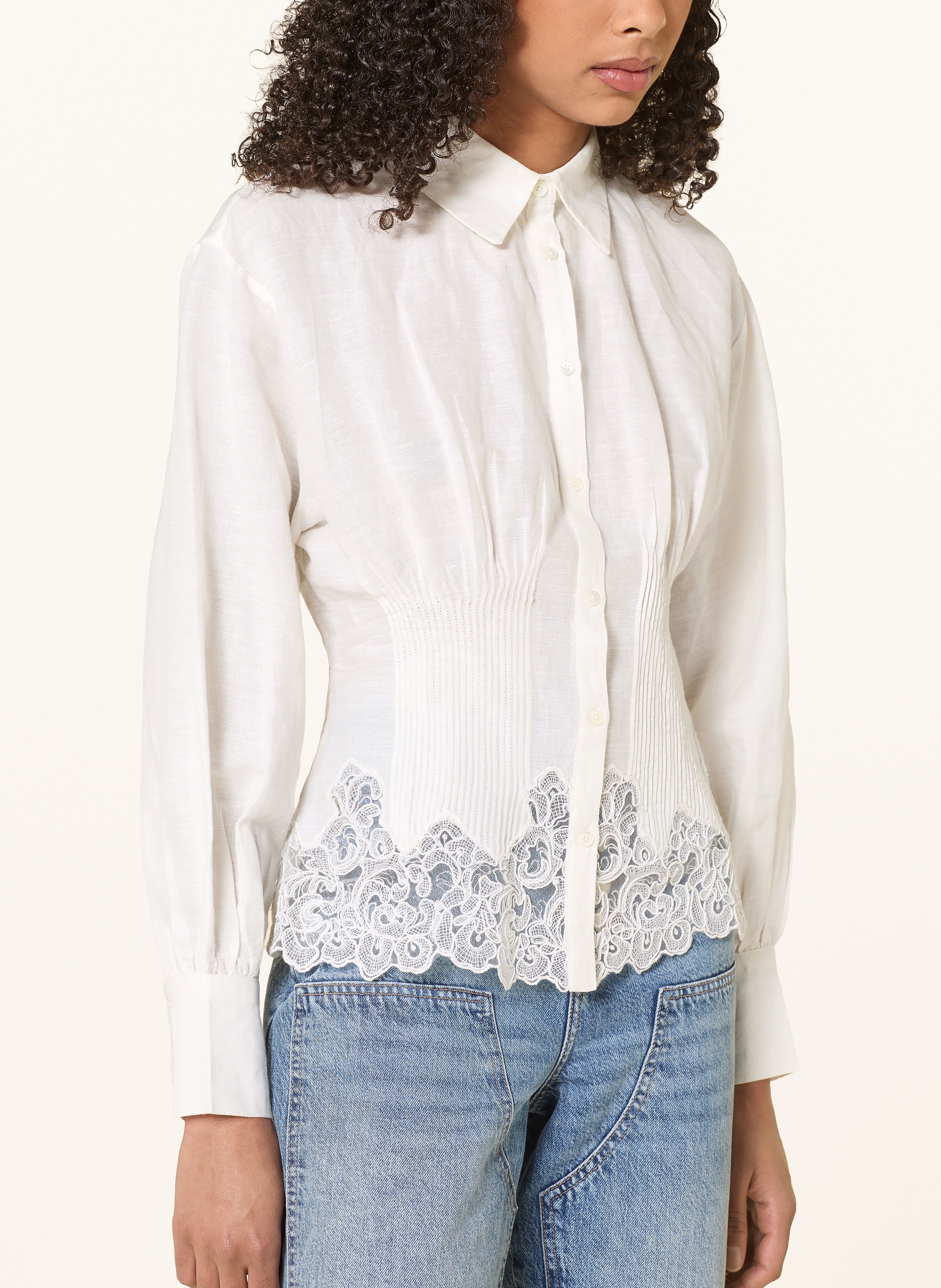 Thumbnail - Allsaints Hemdbluse Carol Mit Spitze weiss