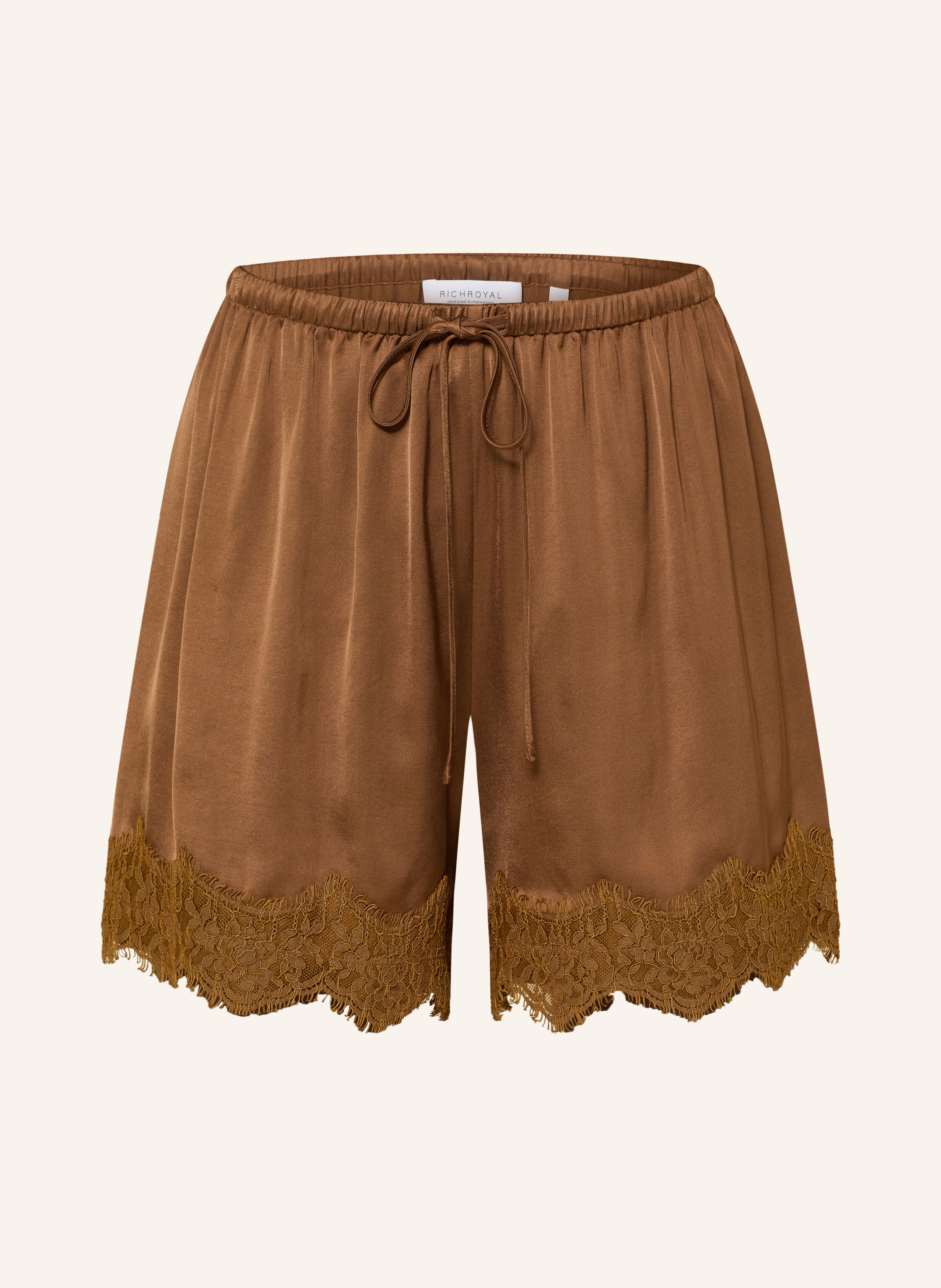 Rich & Royal Satinshorts Mit Spitze braun