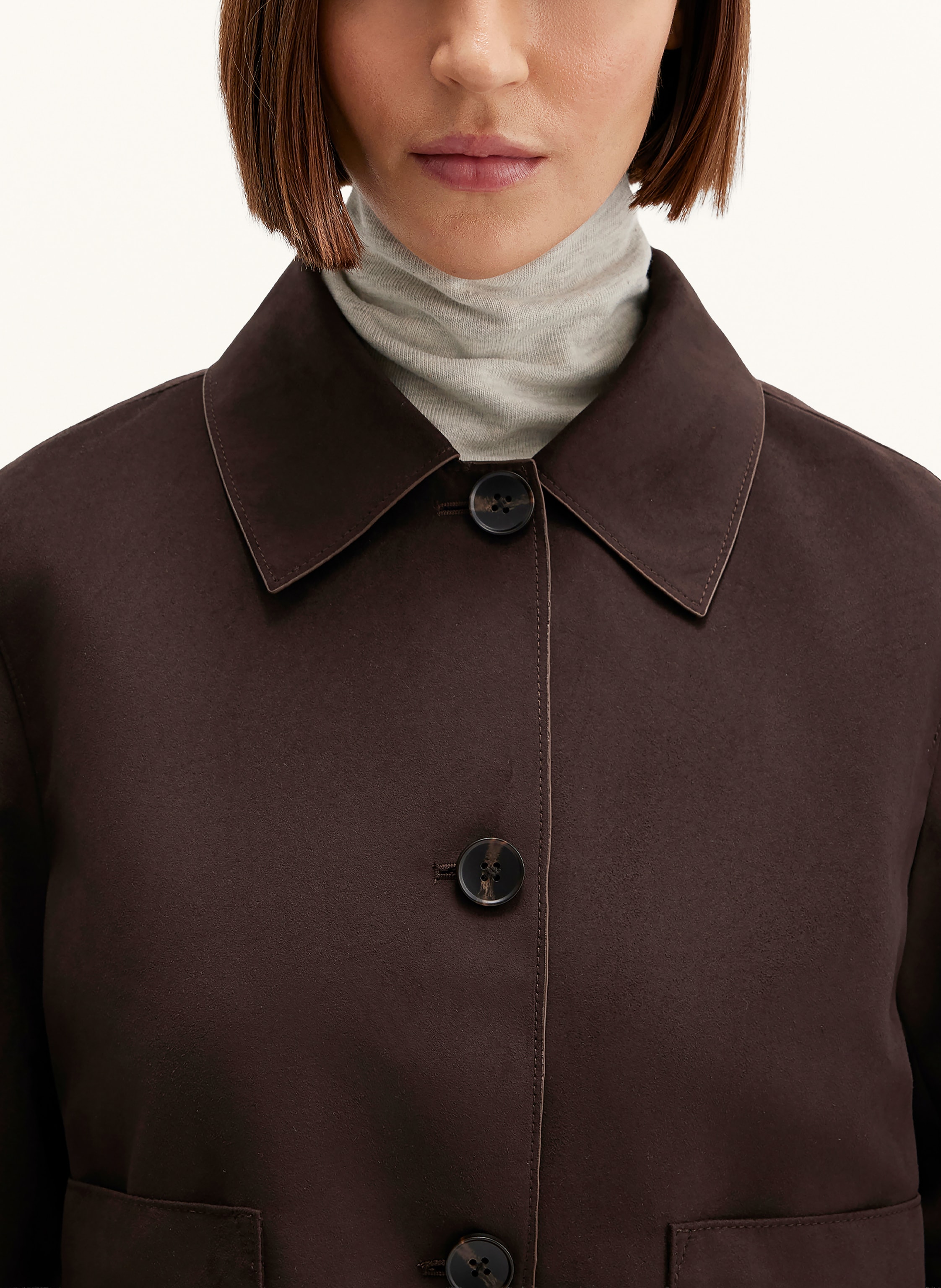 Thumbnail - Mavi Kastenjacke In Lederoptik braun