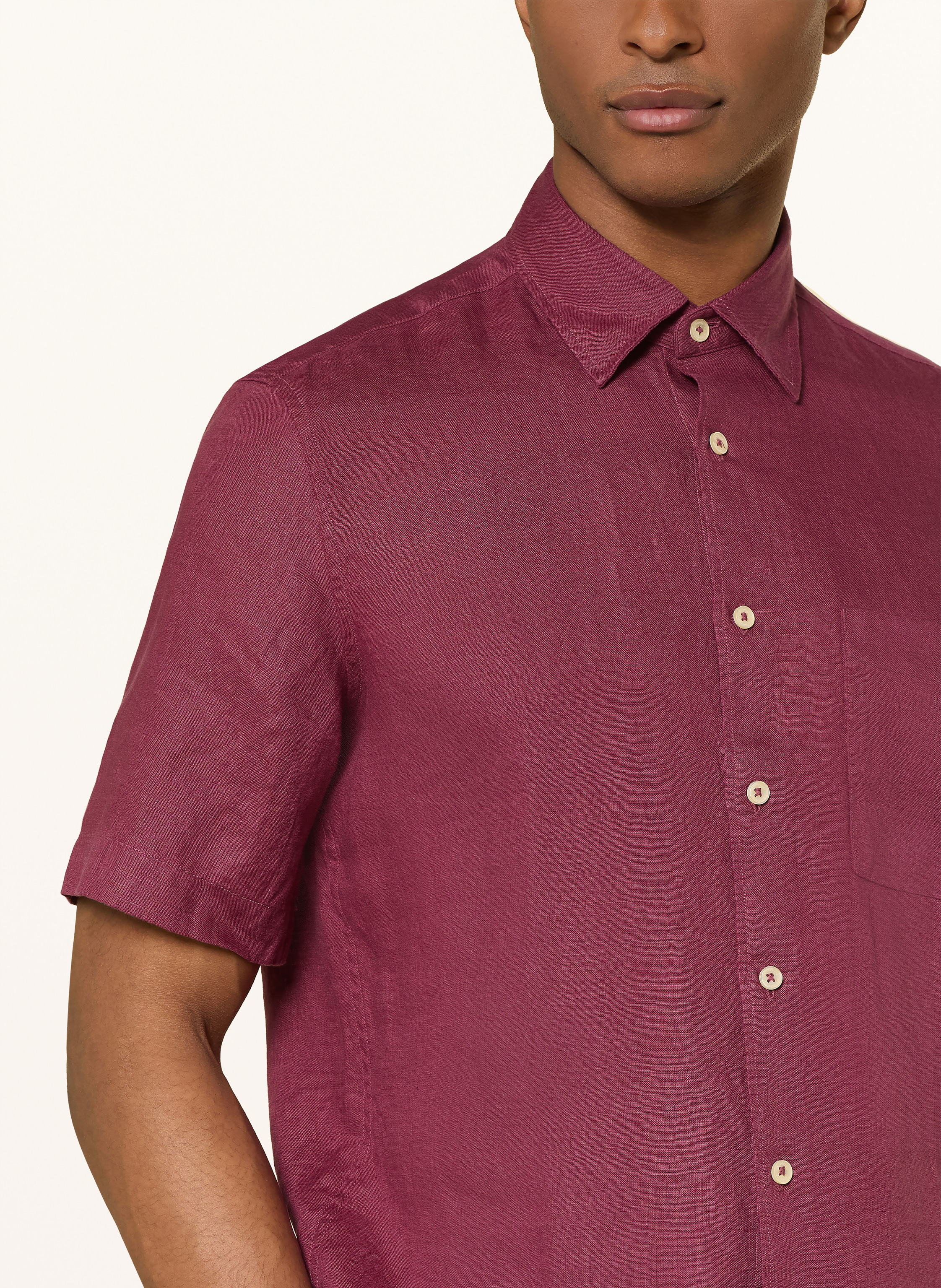 Thumbnail - Marc O'polo Kurzarm-Hemd Regular Fit Aus Leinen rot