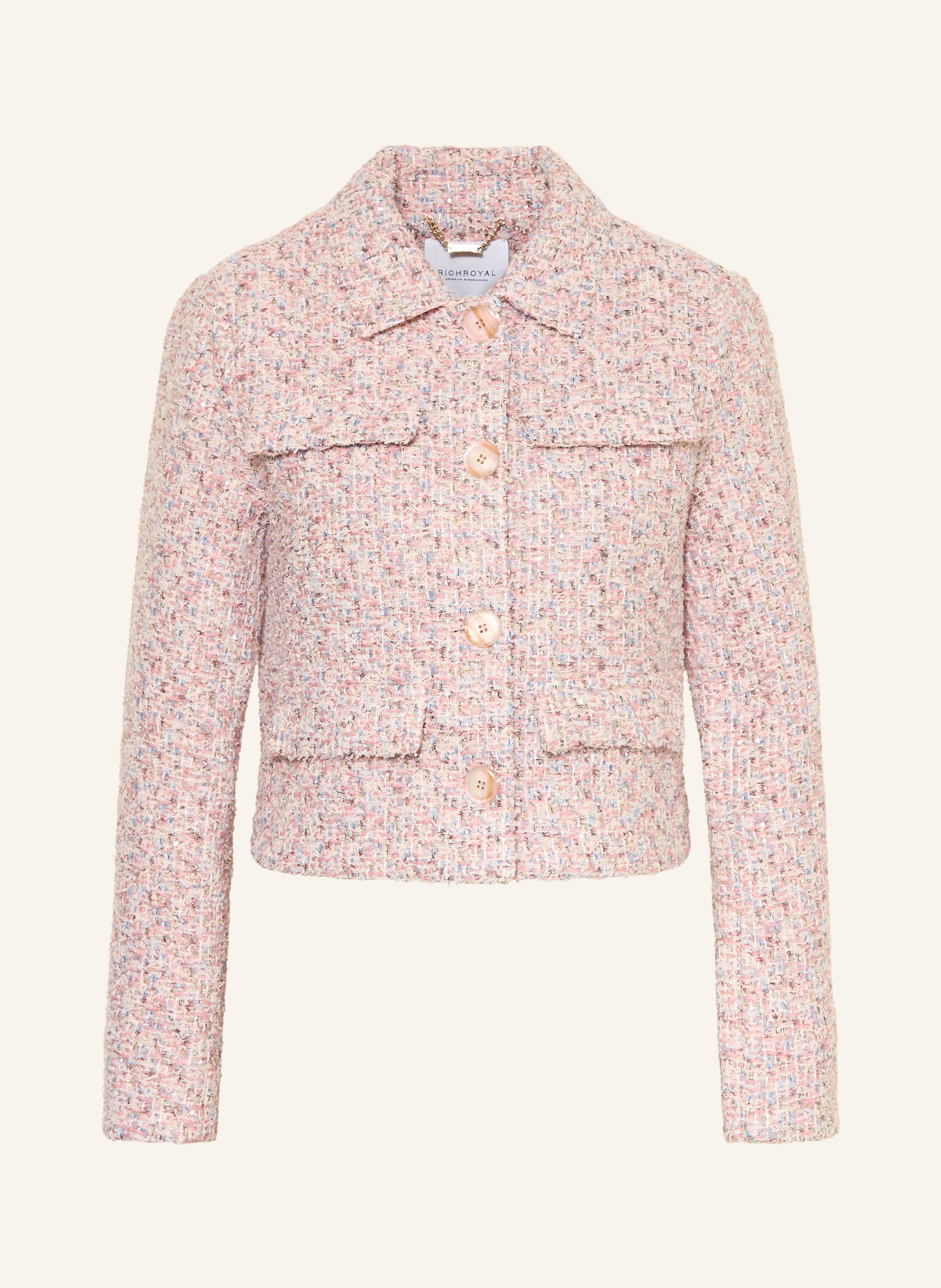 Rich & Royal Kastenjacke Aus Bouclé Mit Glitzergarn pink