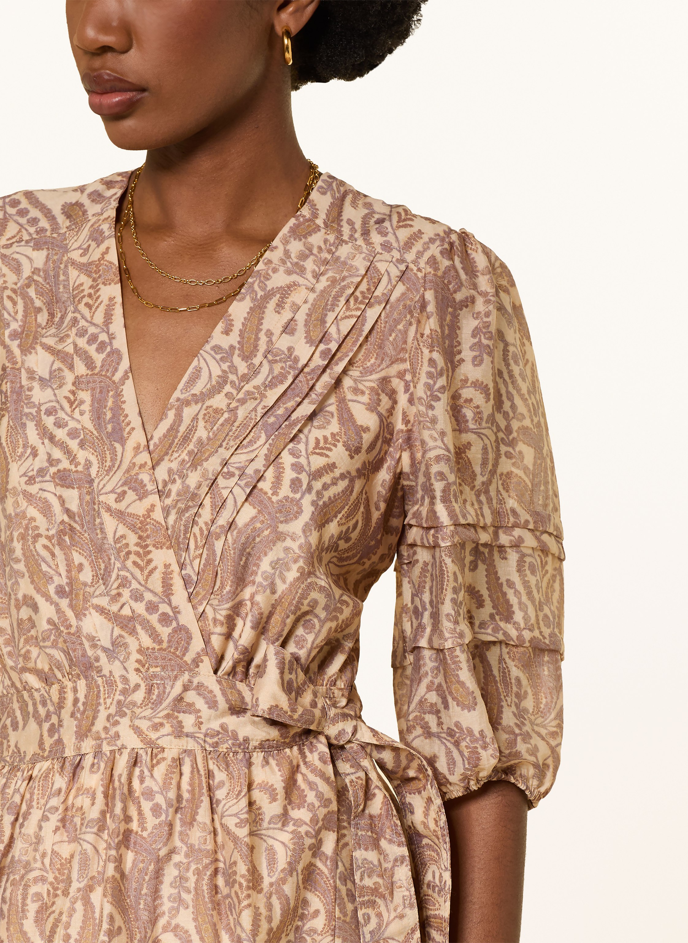 Thumbnail - Ba&Sh Wickelkleid Teodora Mit 3/4-Arm braun