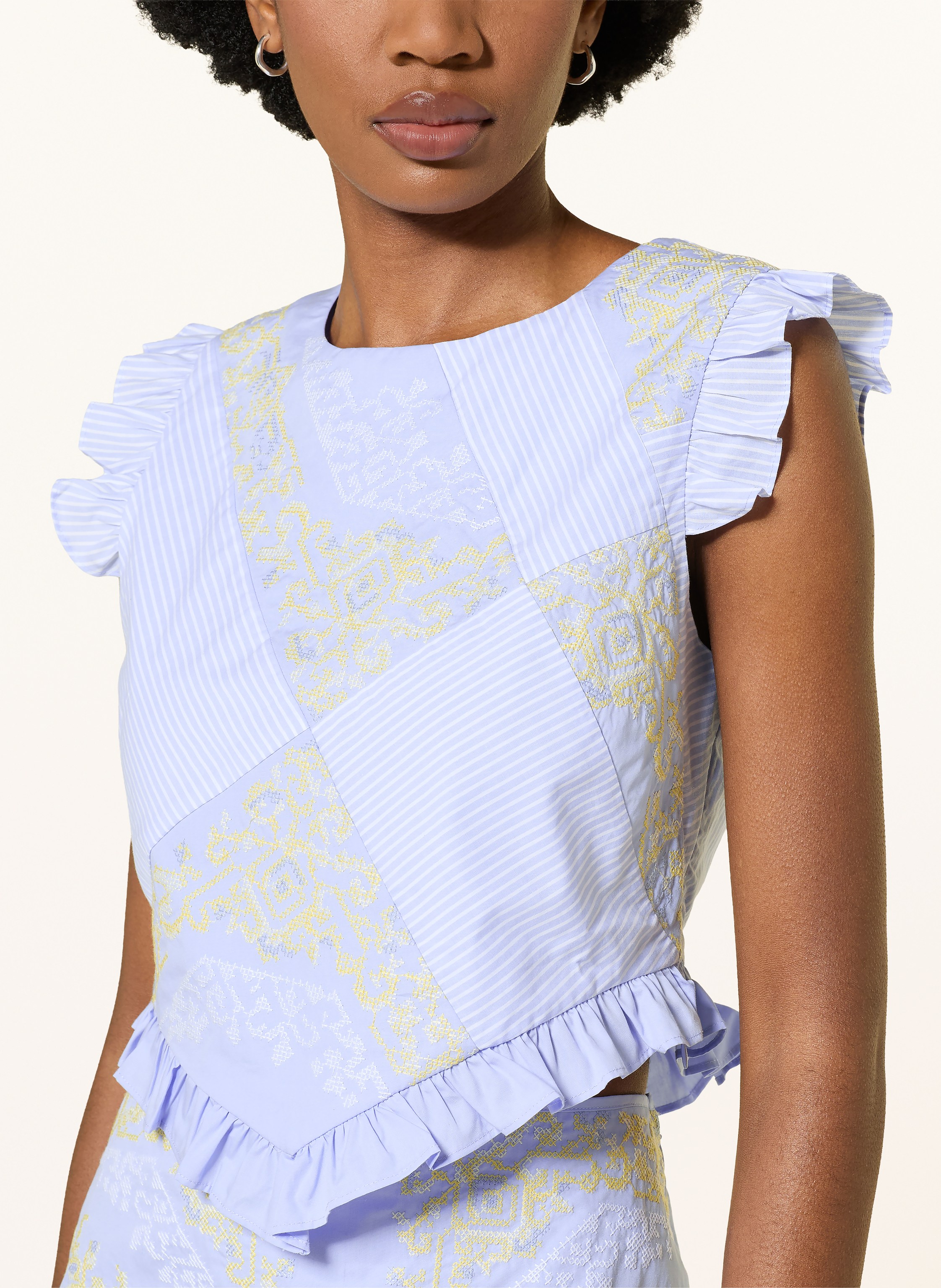 Thumbnail - Claudie Pierlot Blusentop Mit Rüschen blau