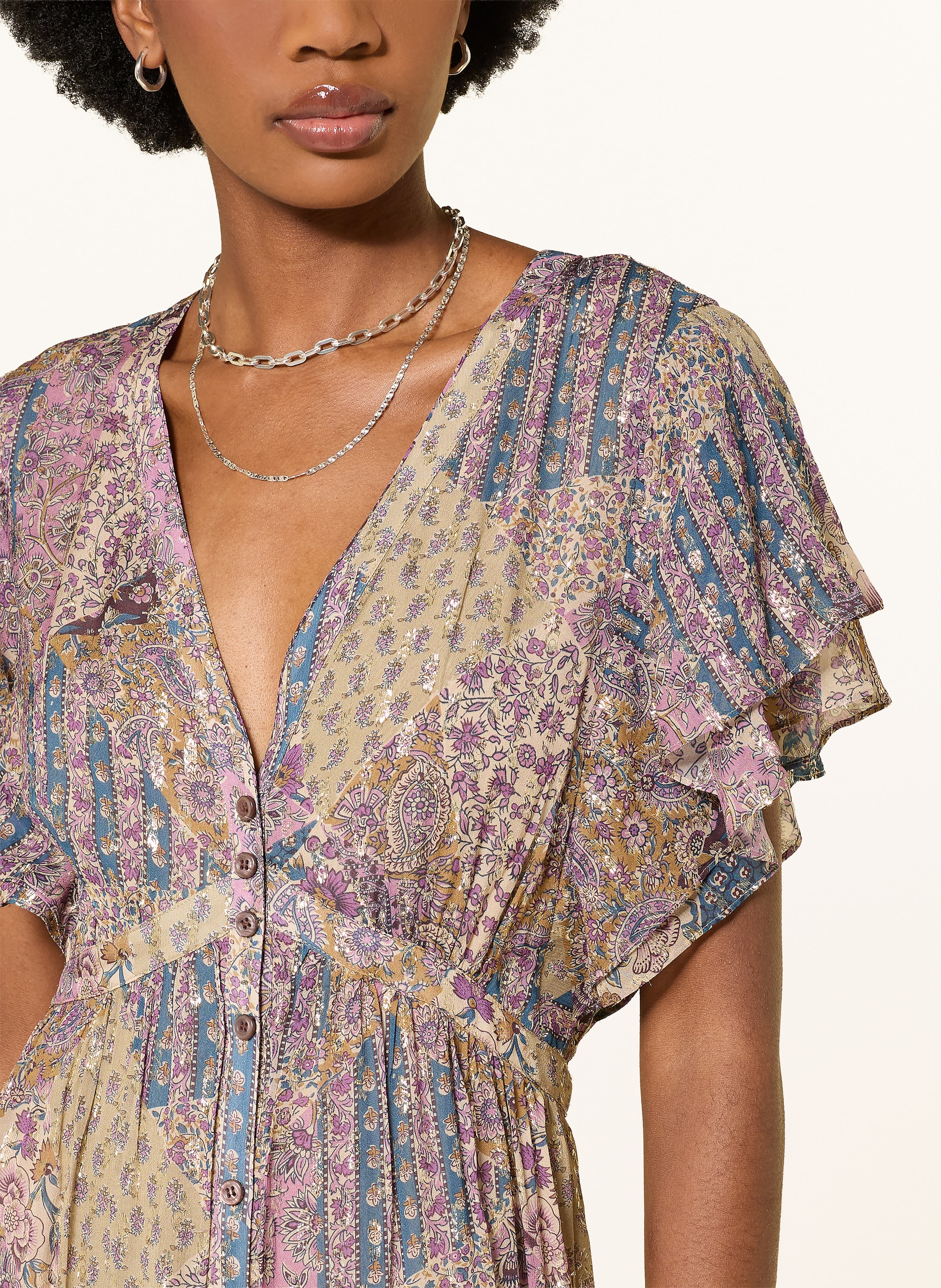 Thumbnail - Ba&Sh Kleid Pareta Mit Glitzergarn pink