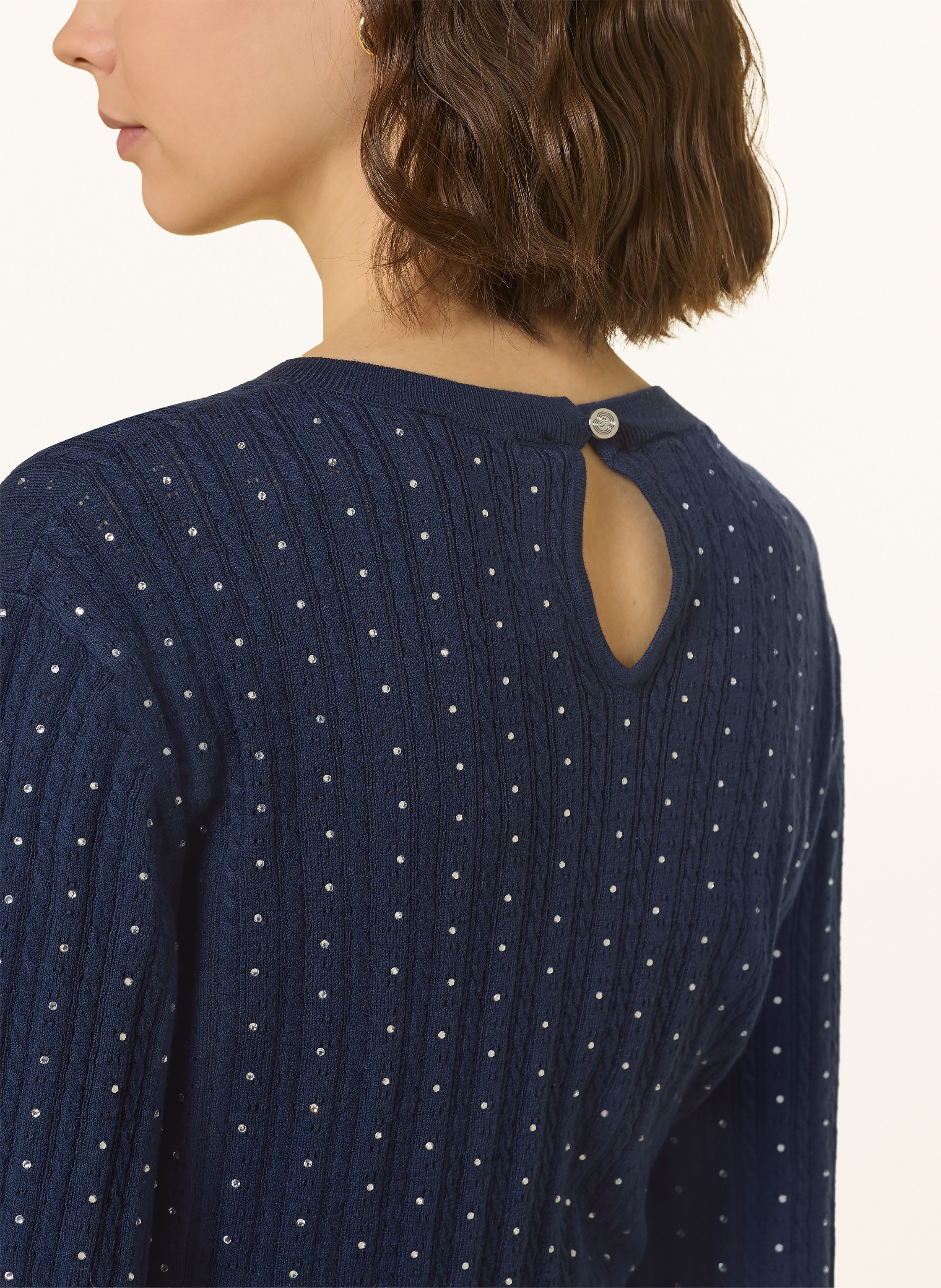 Thumbnail - Maje Strickshirt Mit Schmucksteinen blau