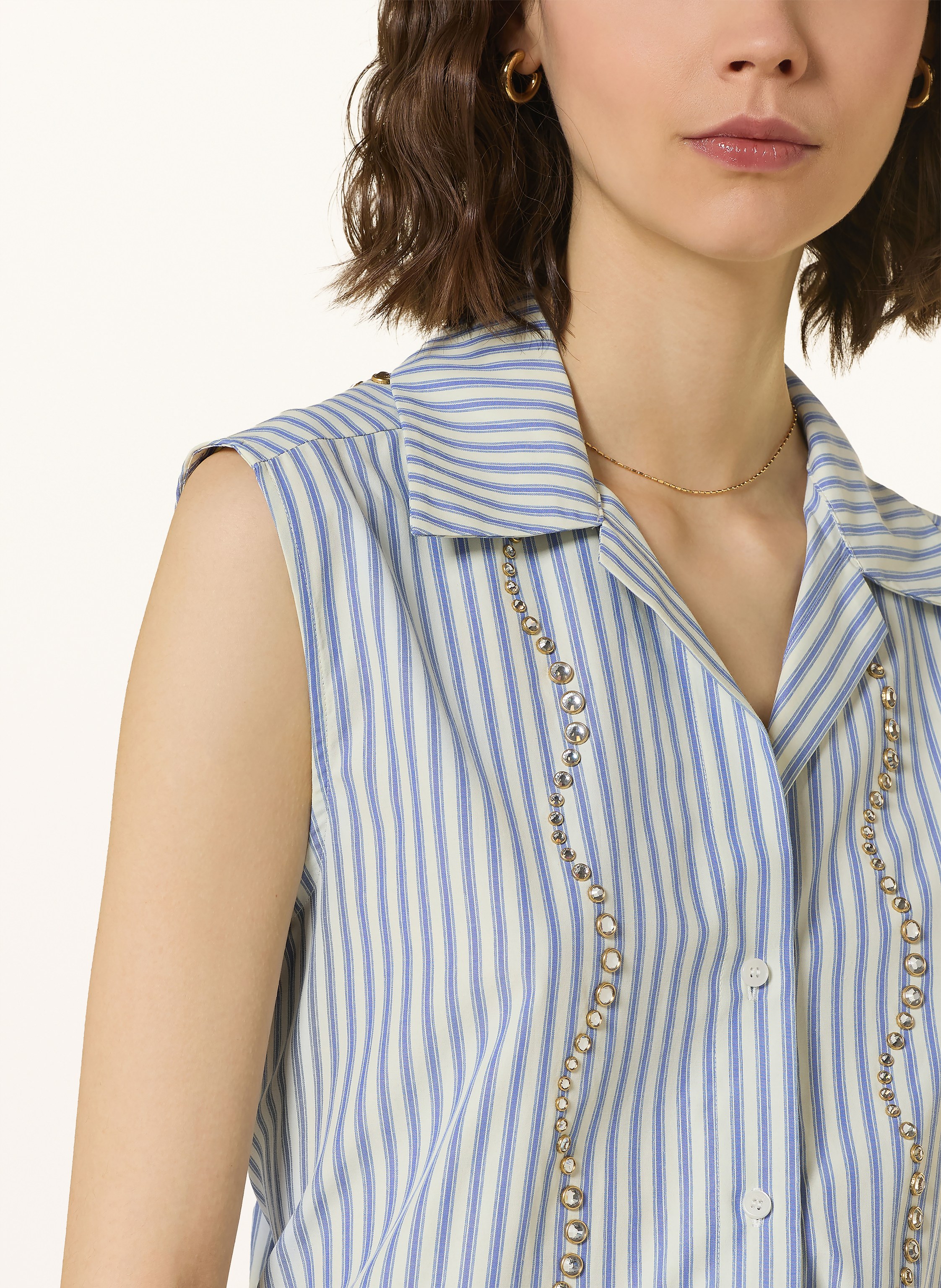 Thumbnail - Sandro Cropped-Top Mit Schmucksteinen blau