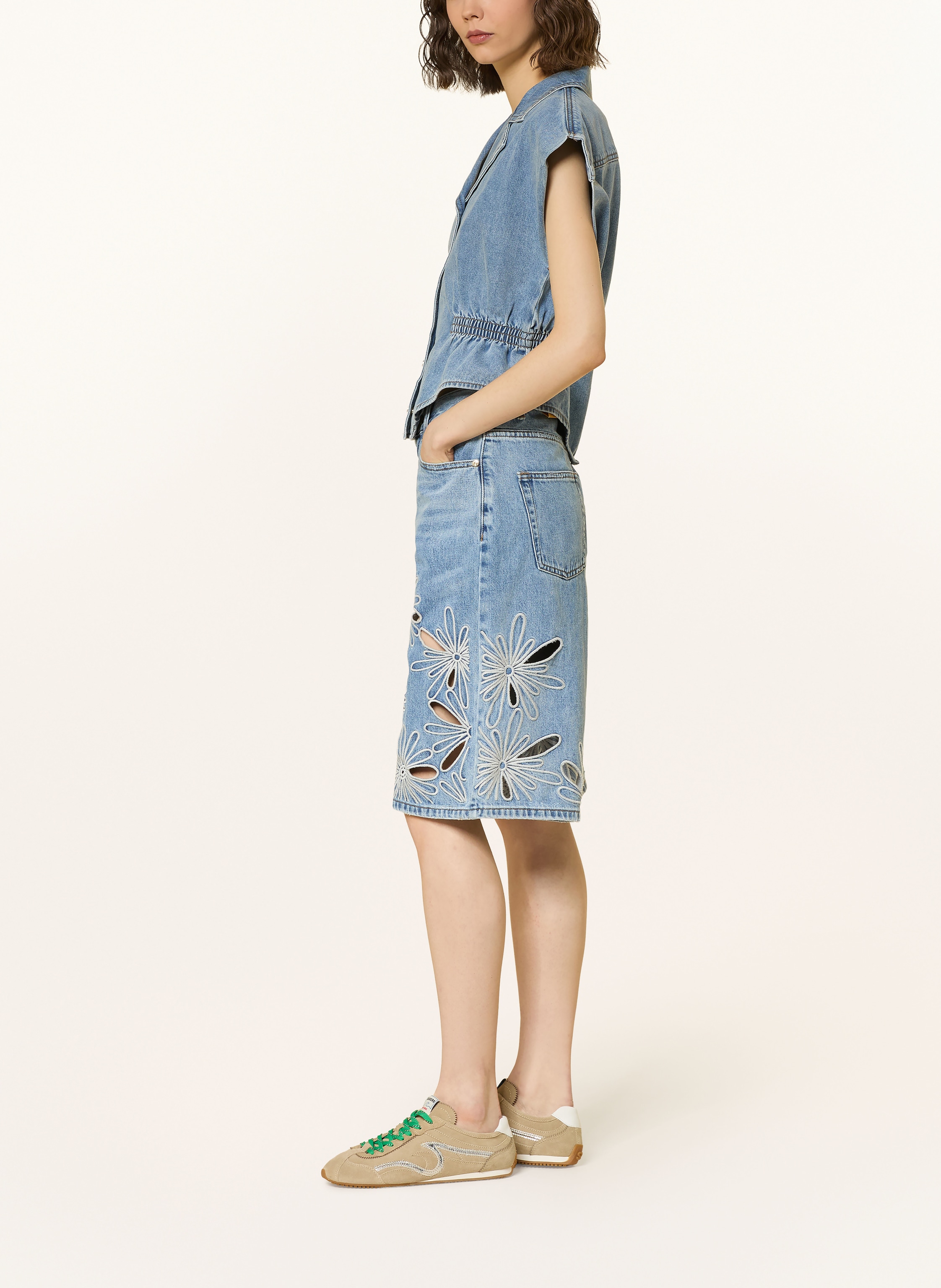 Thumbnail - Sandro Jeans-Bermudas Mit Cut-Outs blau