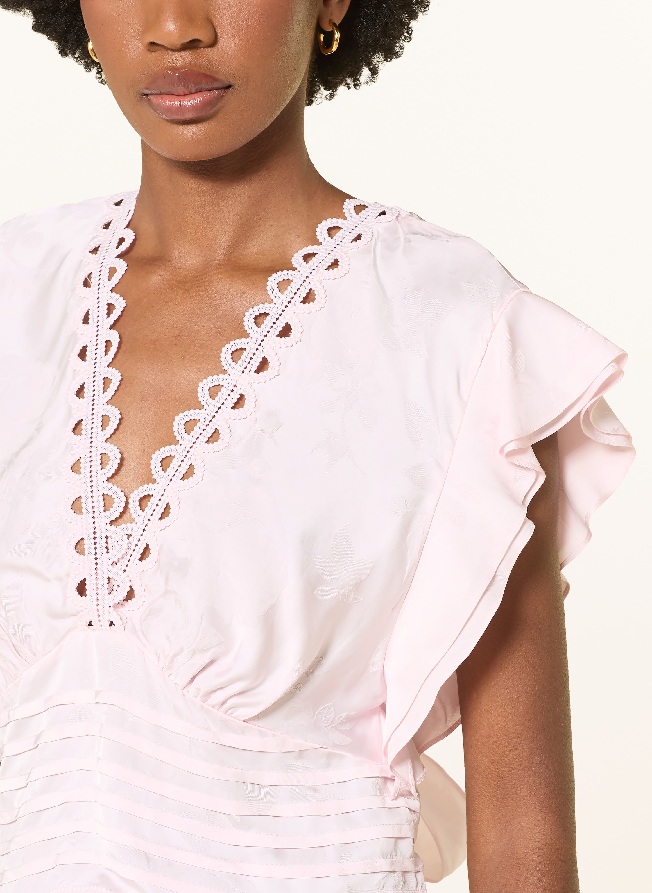 Thumbnail - Sandro Blusenshirt Aus Jacquard Mit Volants pink