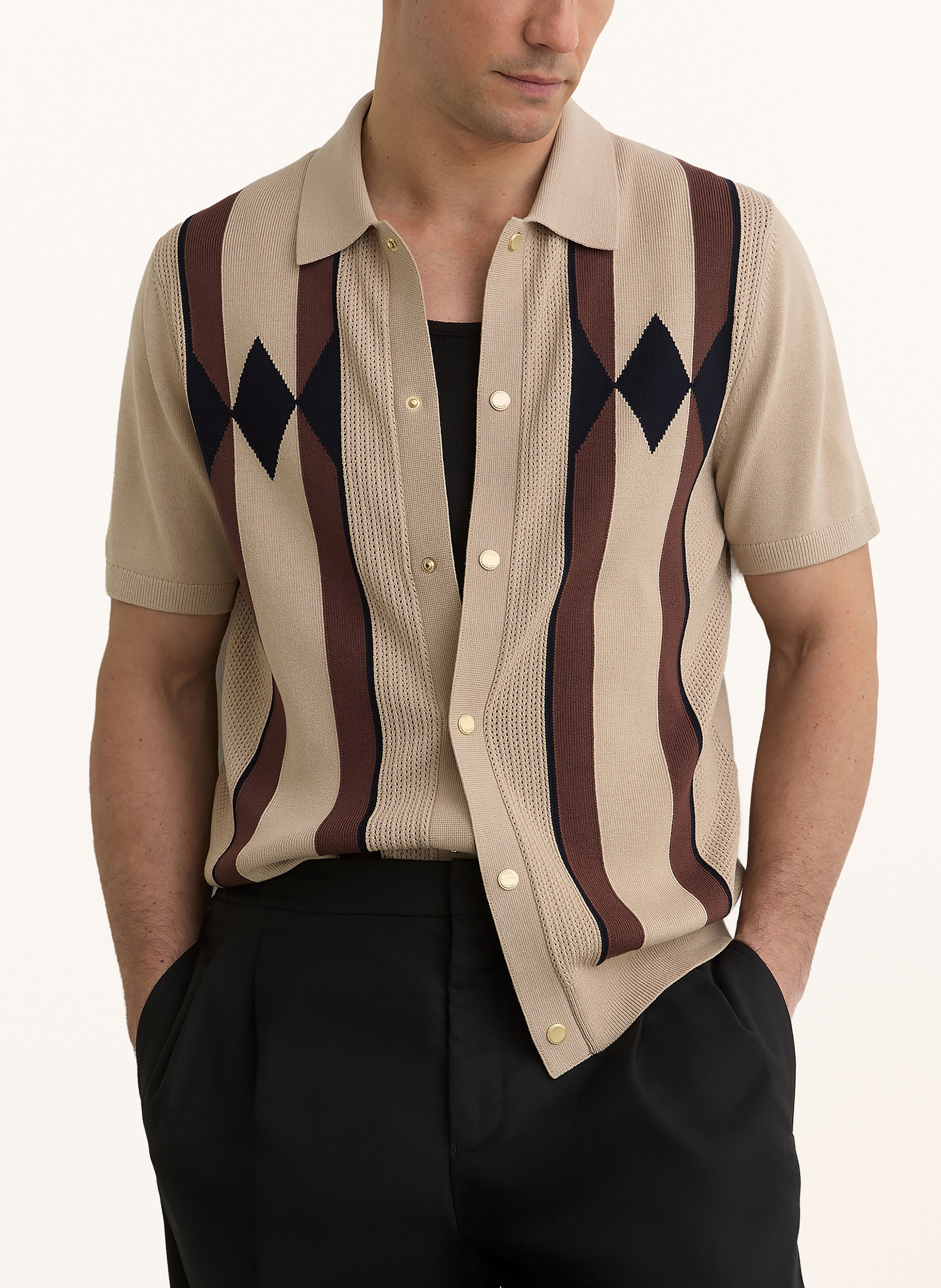 Thumbnail - Reiss Strickhemd Axis Slim Fit braun