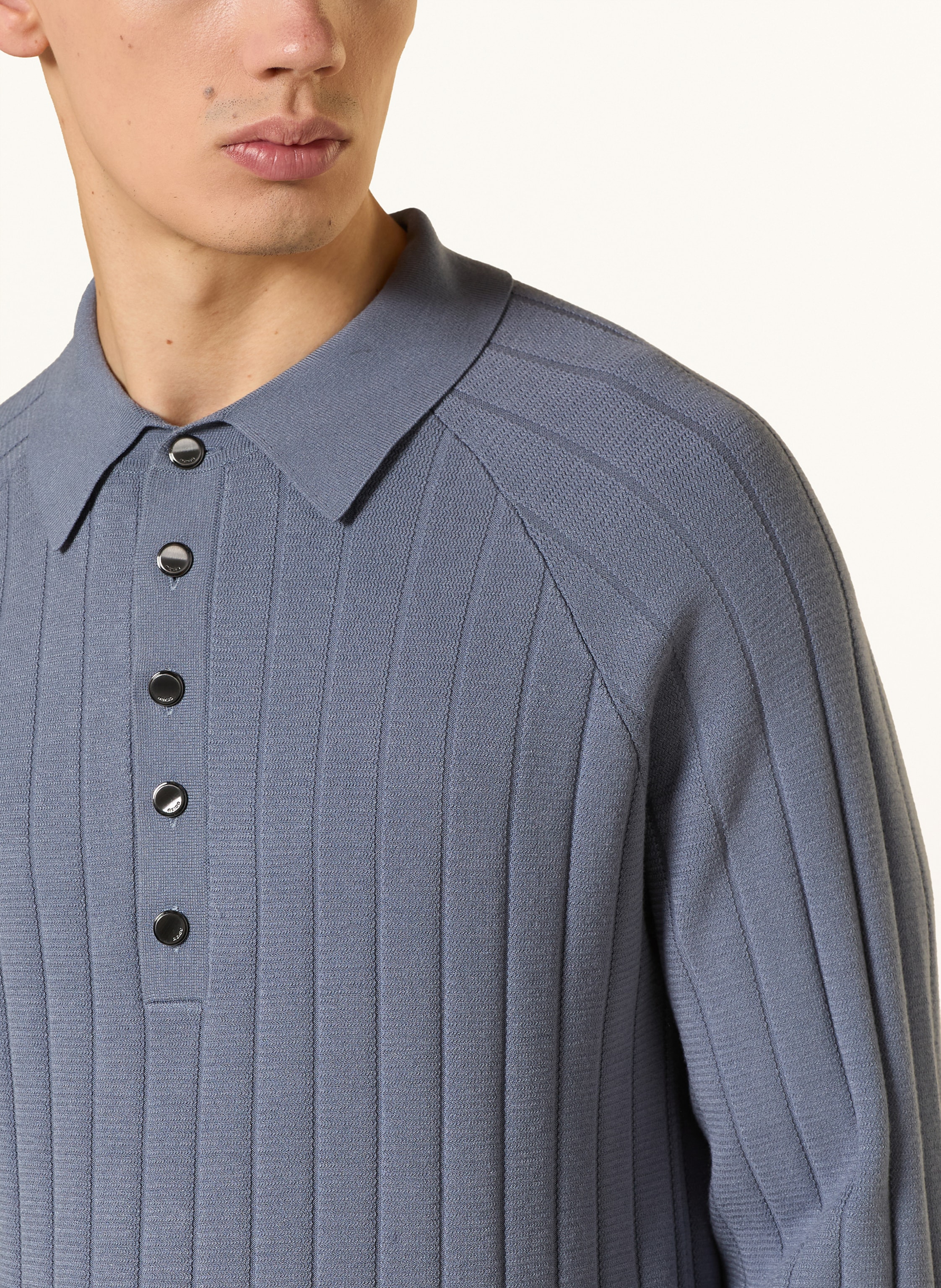 Thumbnail - Reiss Strick-Poloshirt Dillingham blau