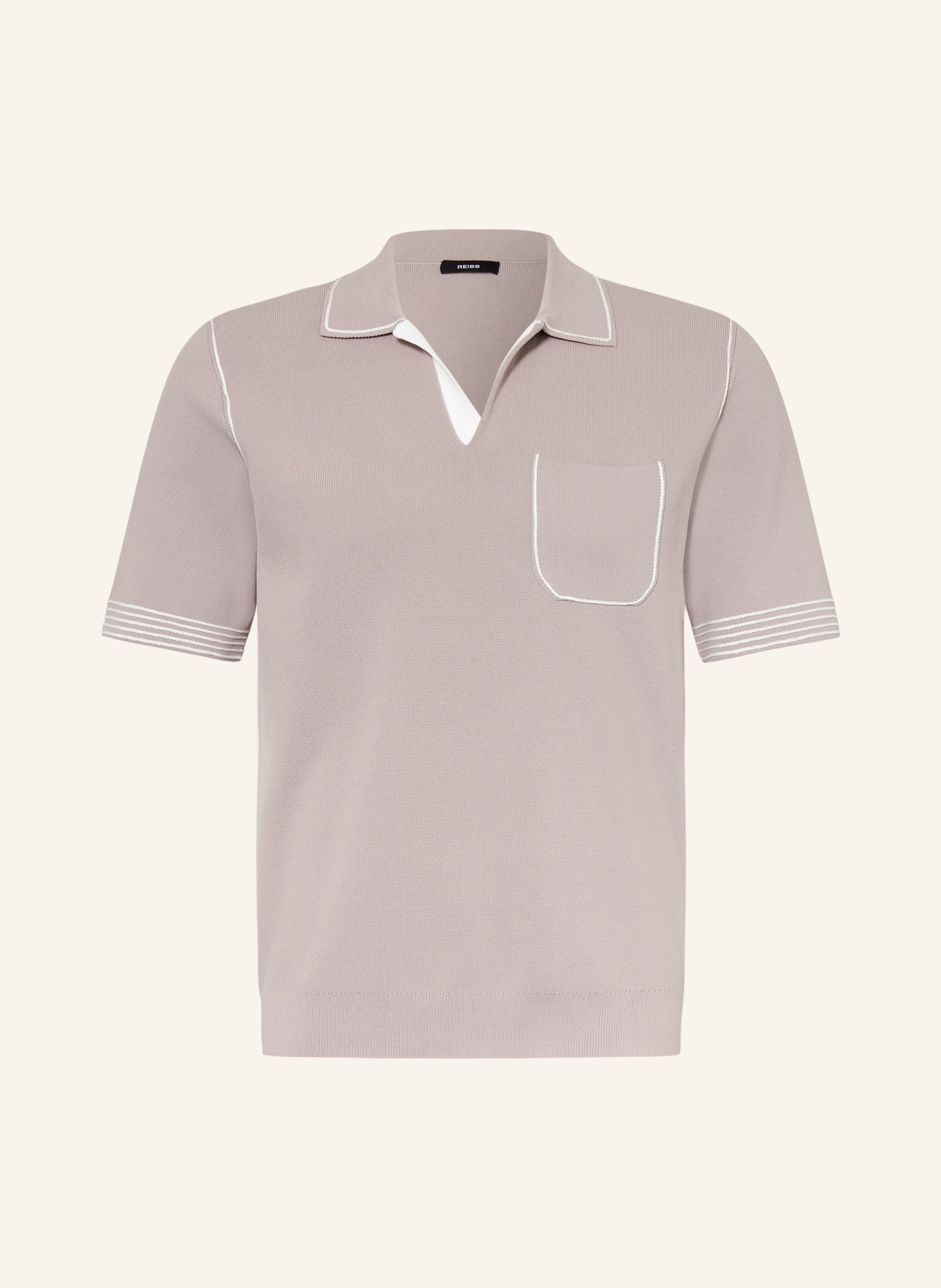 Reiss Strick-Poloshirt Newbury beige