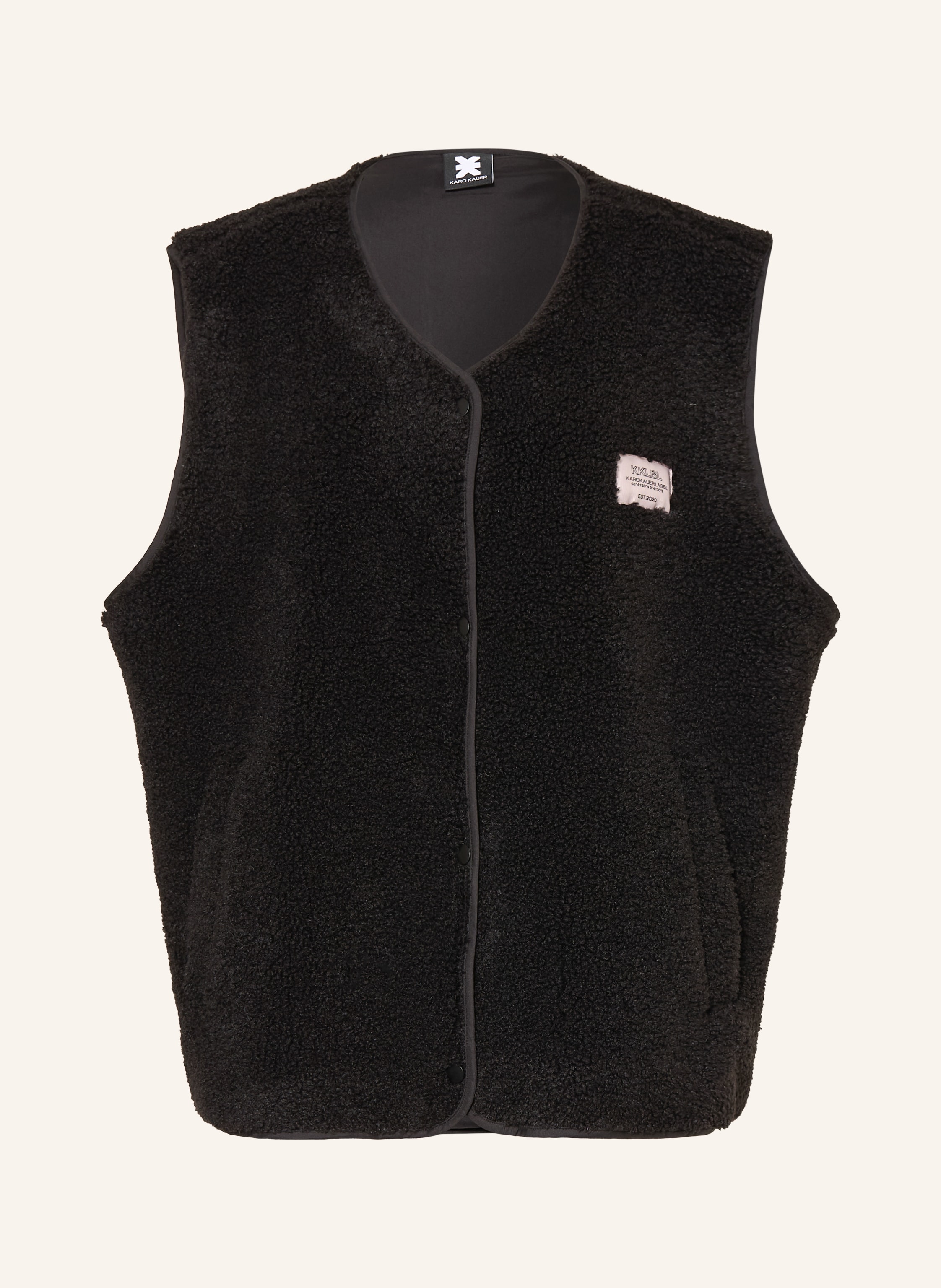 KARO KAUER Oversized teddy fur vest in black