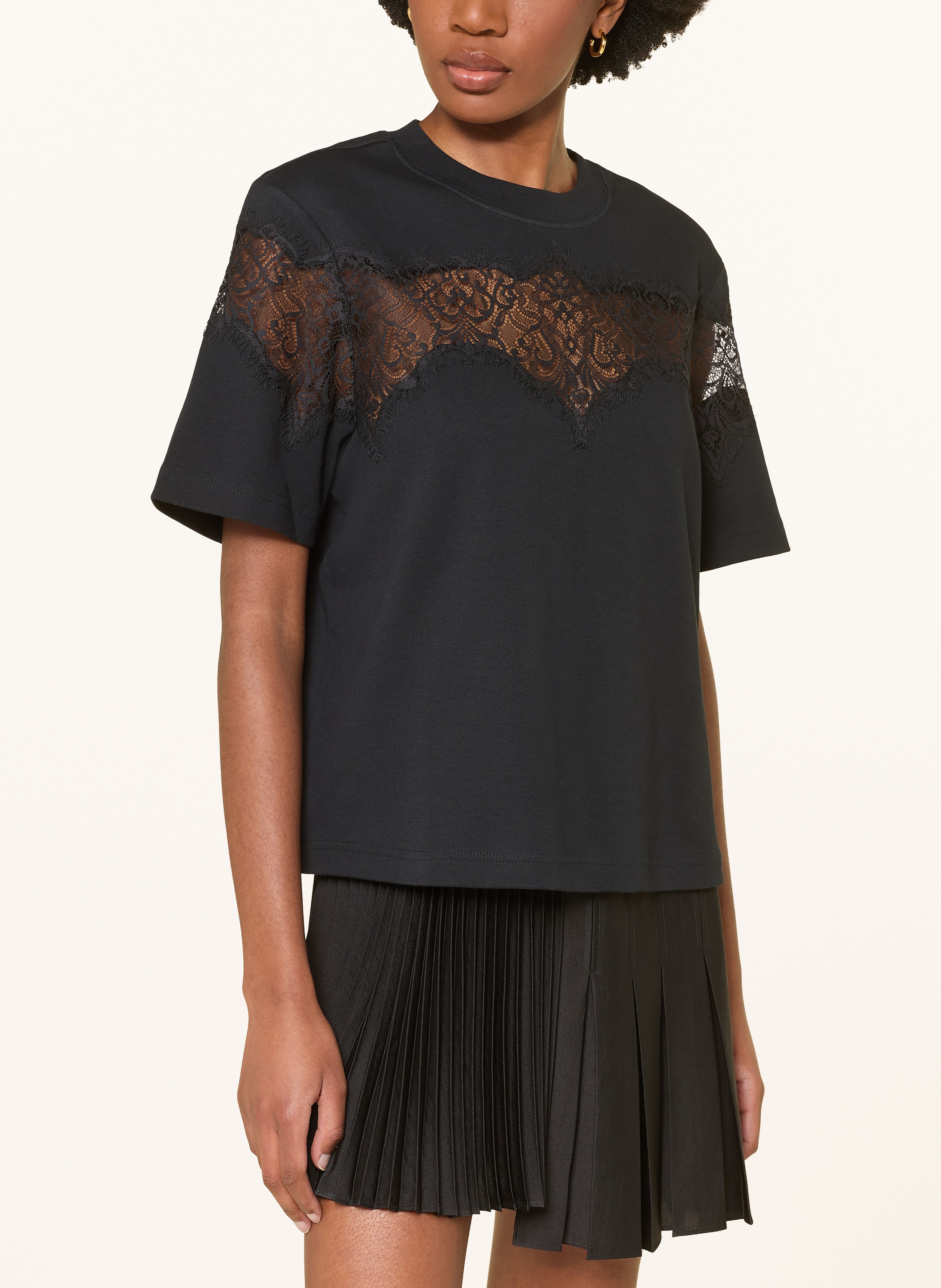 Thumbnail - Allsaints T-Shirt Lisa Mit Spitze schwarz