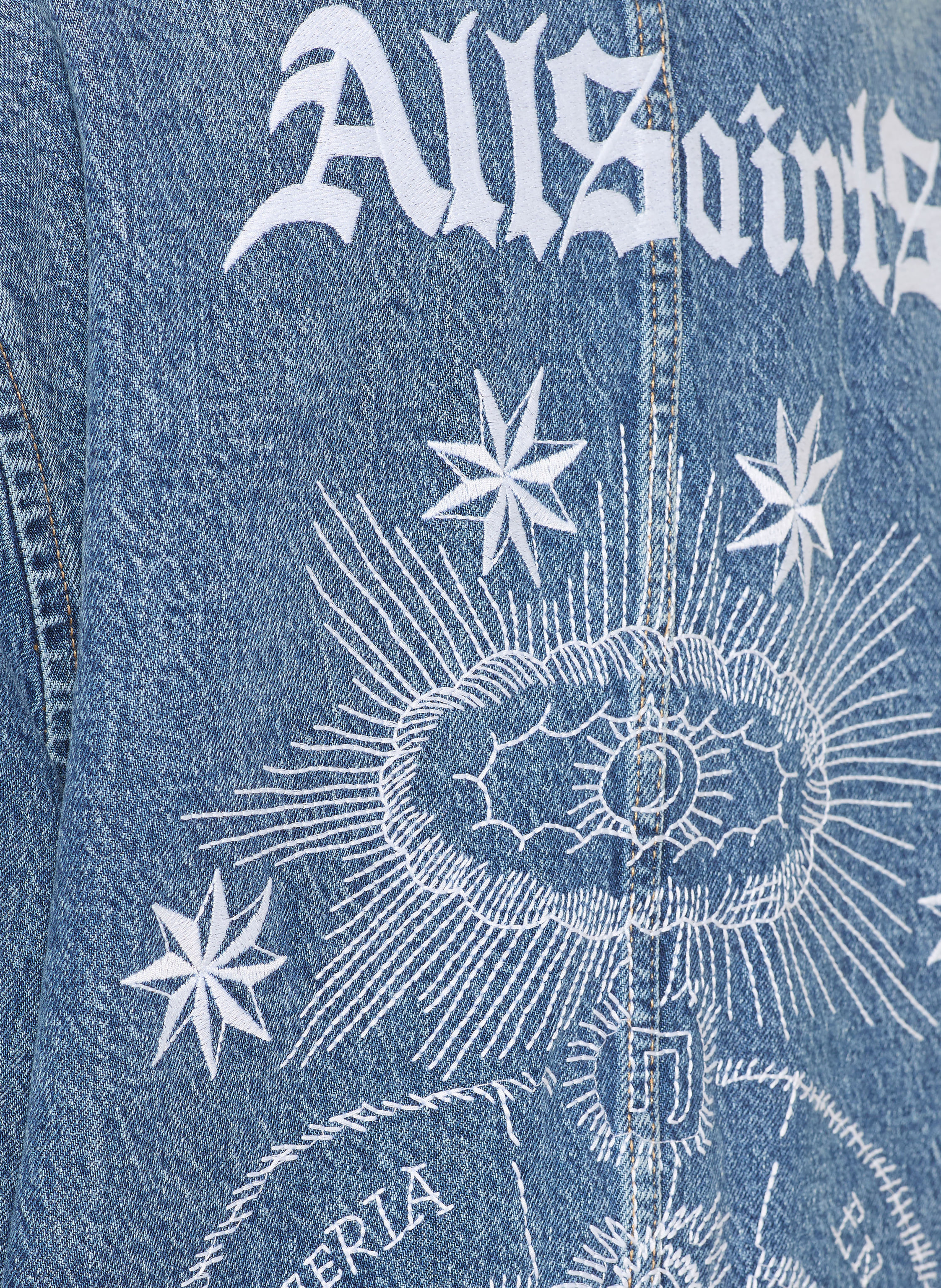 Thumbnail - Allsaints Jeansjacke Bex Mit Schmucksteinen blau