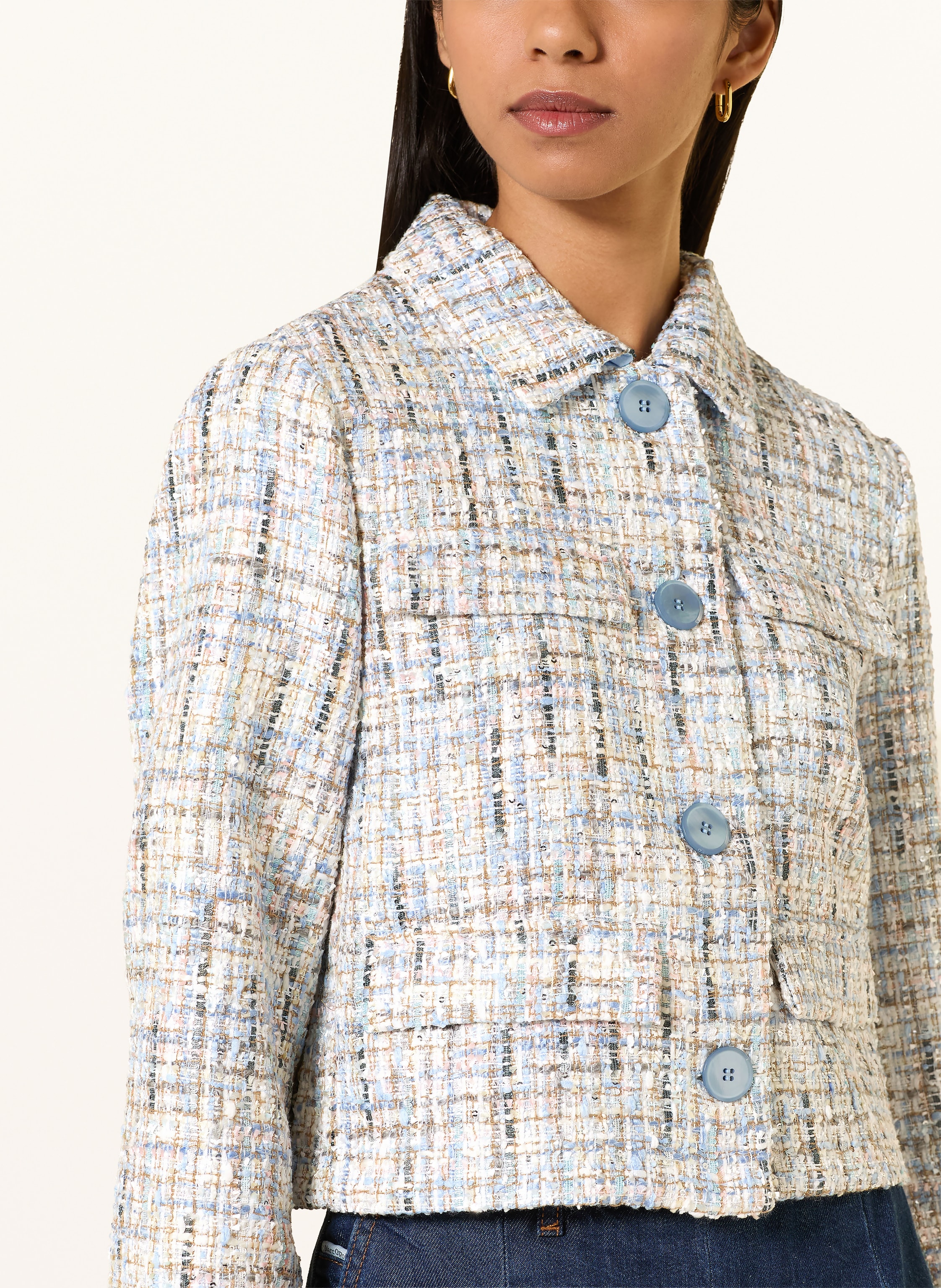 Thumbnail - Rich & Royal Tweed-Jacke Mit Pailletten blau