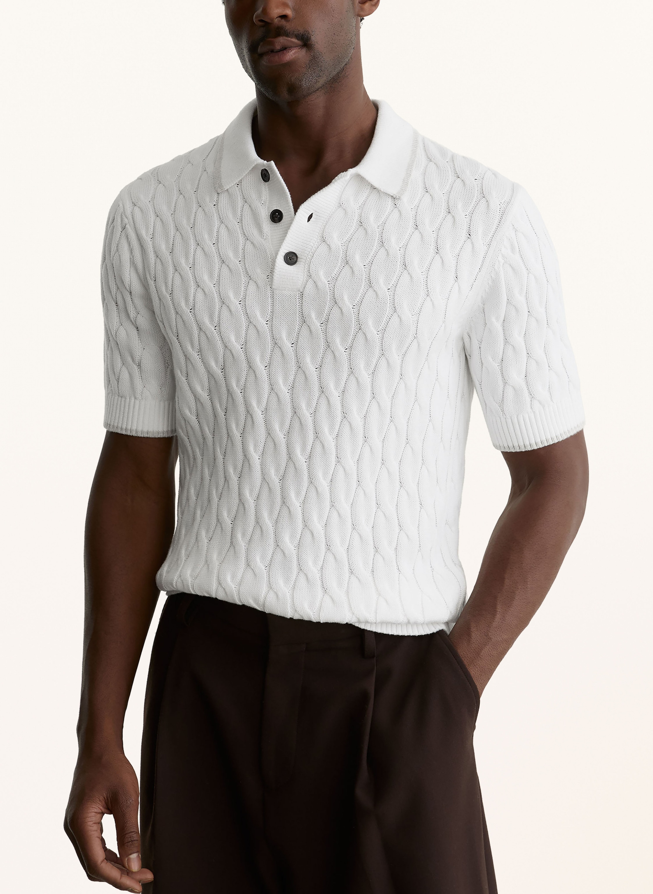 Thumbnail - Reiss Strick-Poloshirt Denby weiss