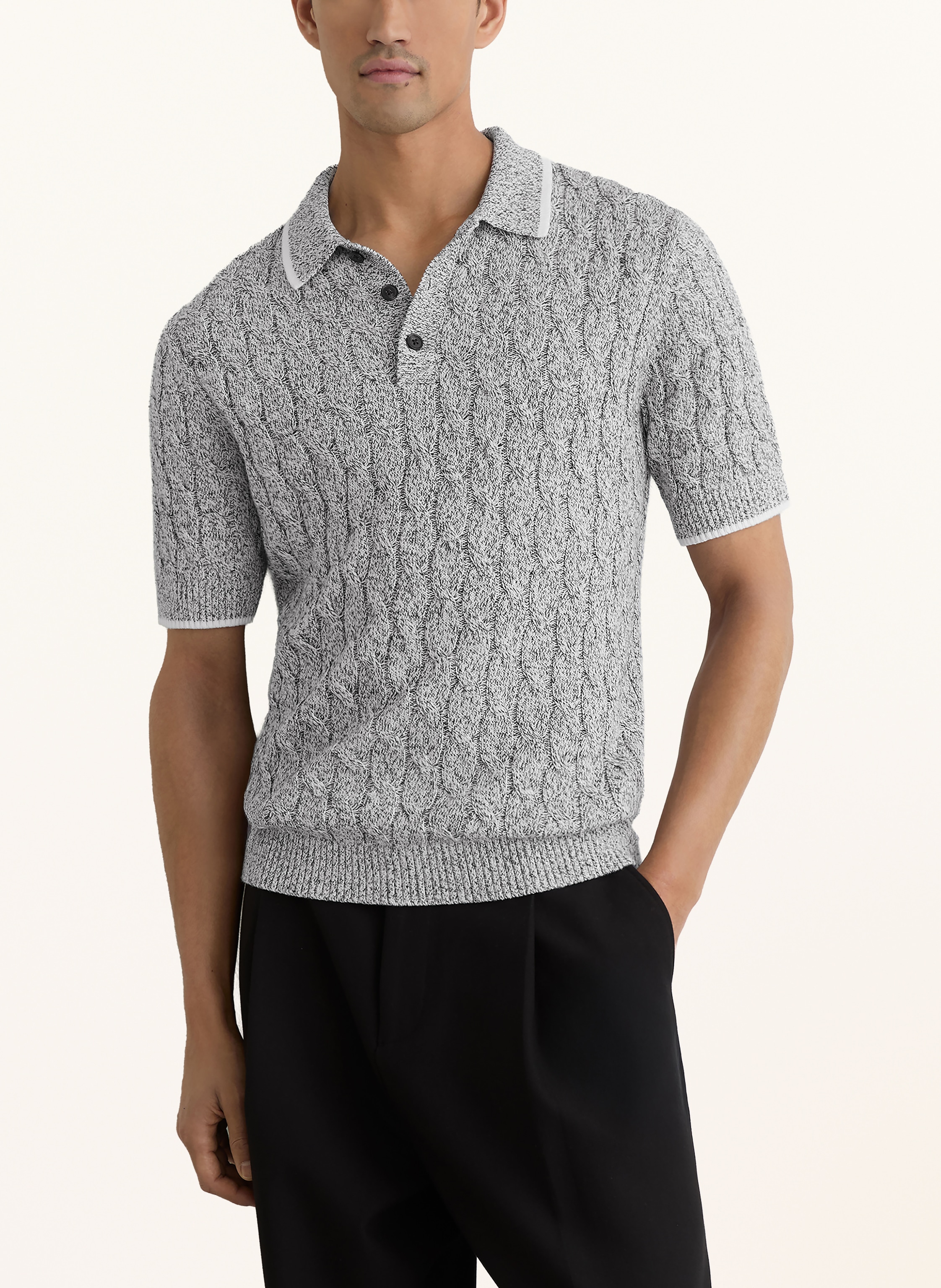 Thumbnail - Reiss Strick-Poloshirt Denby schwarz