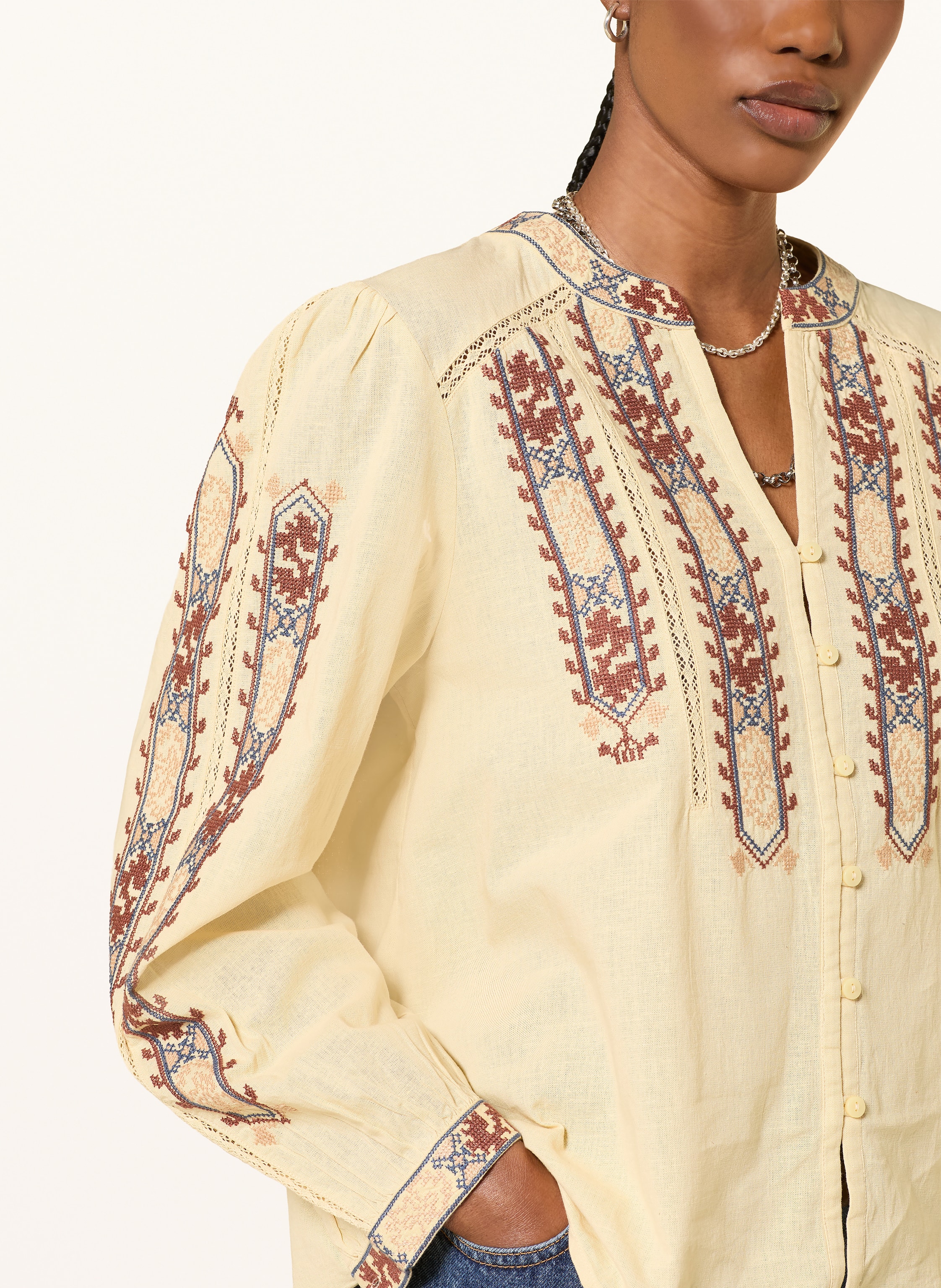 Thumbnail - Ba&Sh Bluse Faustina Mit Spitze beige