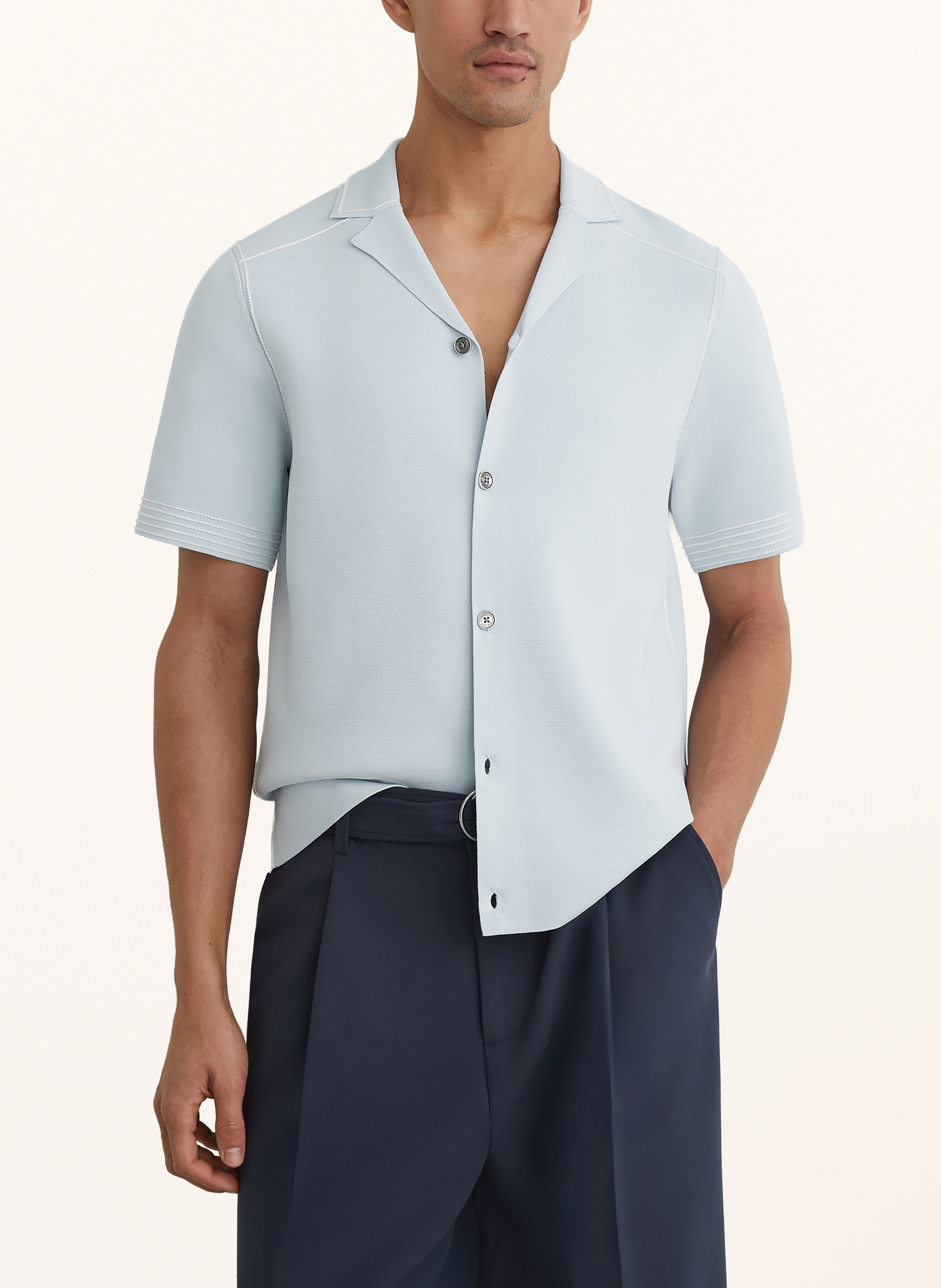 Thumbnail - Reiss Resorthemd Wandsworth Regular Fit Aus Strick blau