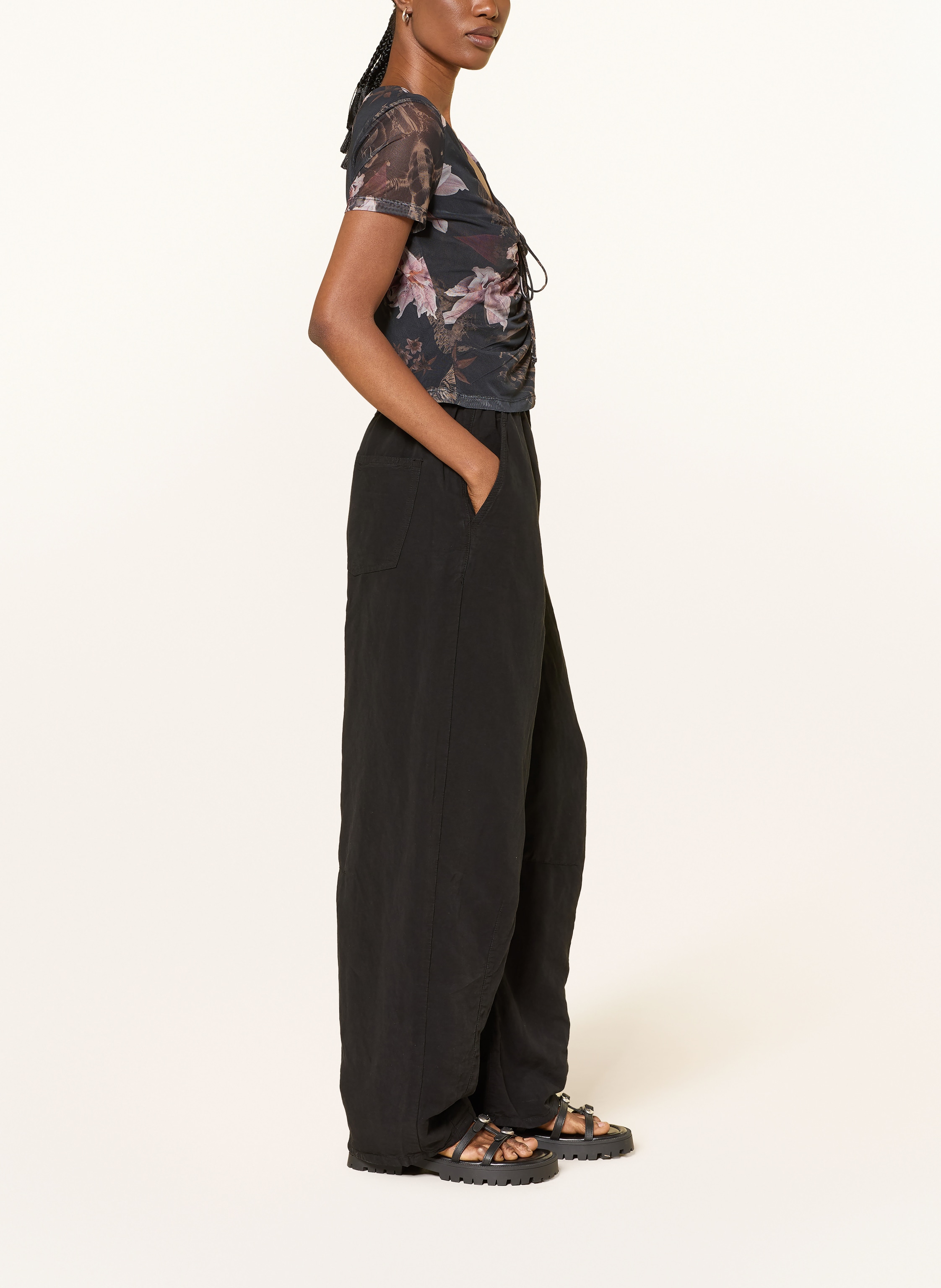 Thumbnail - Allsaints Hose Jett Mit Leinen schwarz