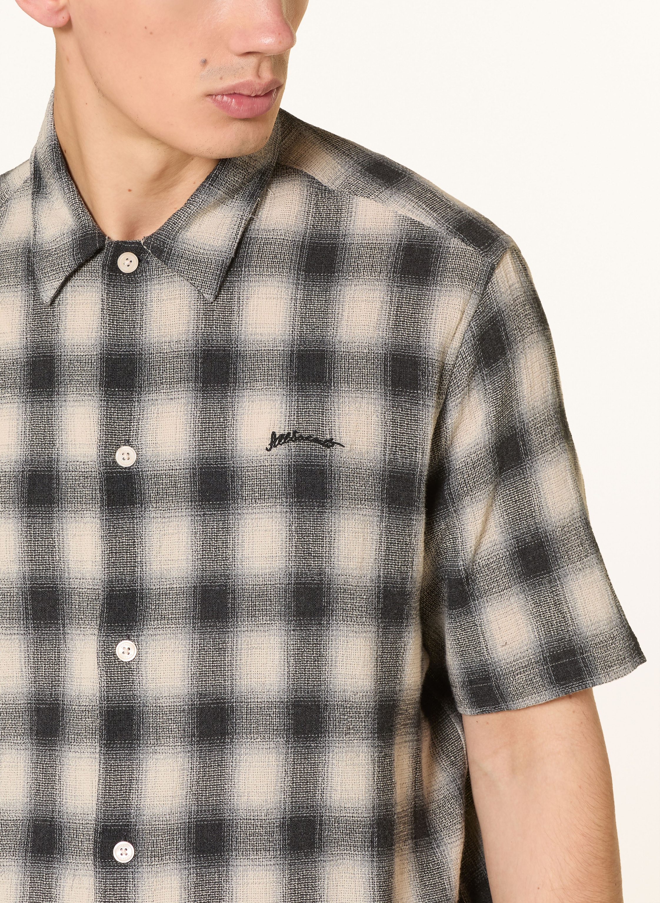 Thumbnail - Allsaints Kurzarm-Hemd Shadow Comfort Fit weiss